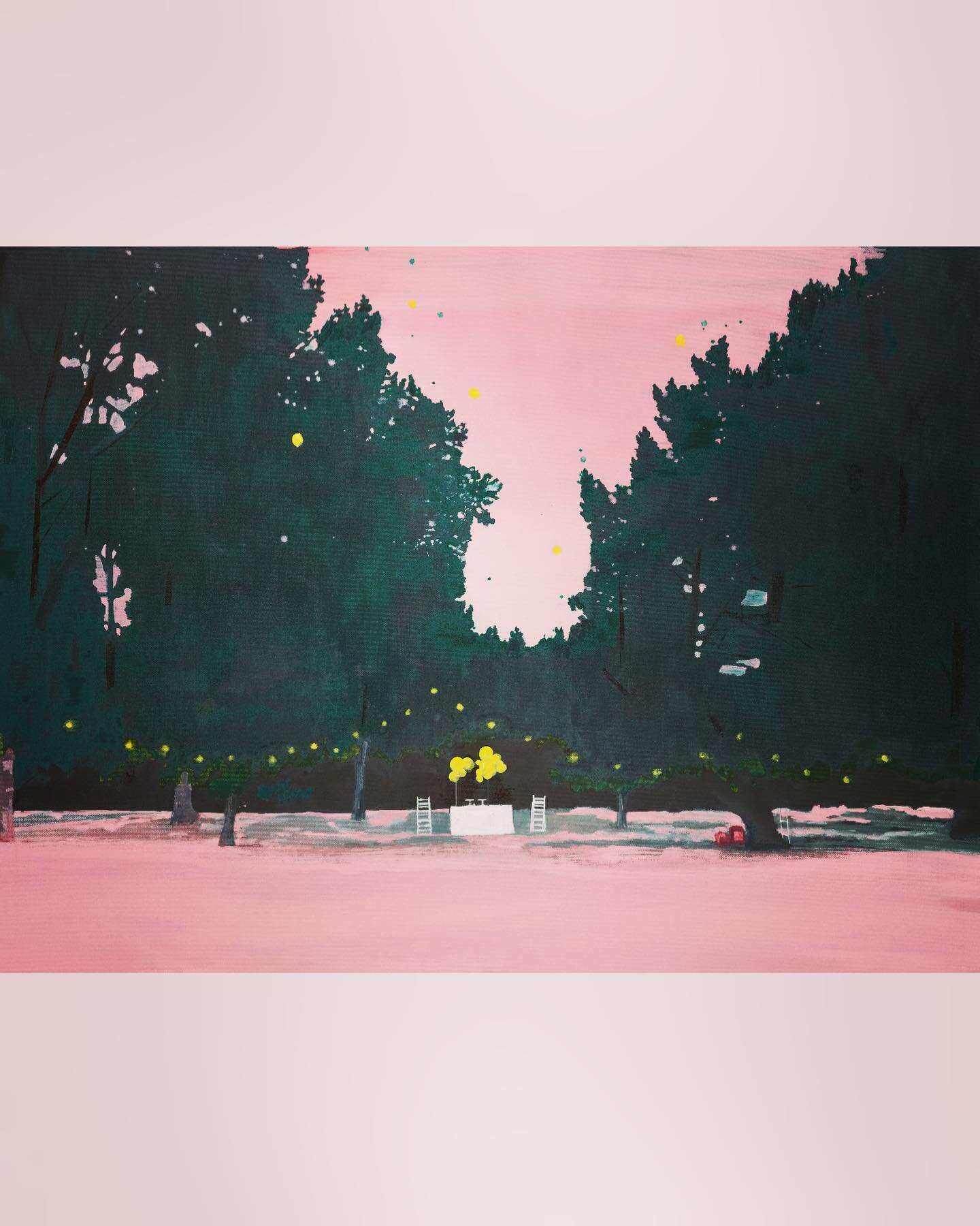 Just finished this reworking of a painting from last year called &lsquo;Late Summer Evening&rsquo;. Inspired by what looked like an abandoned party in Regents Park.  #contemporarypainting #summerevening #landscapepaintingnow #baloons #magical #twilig