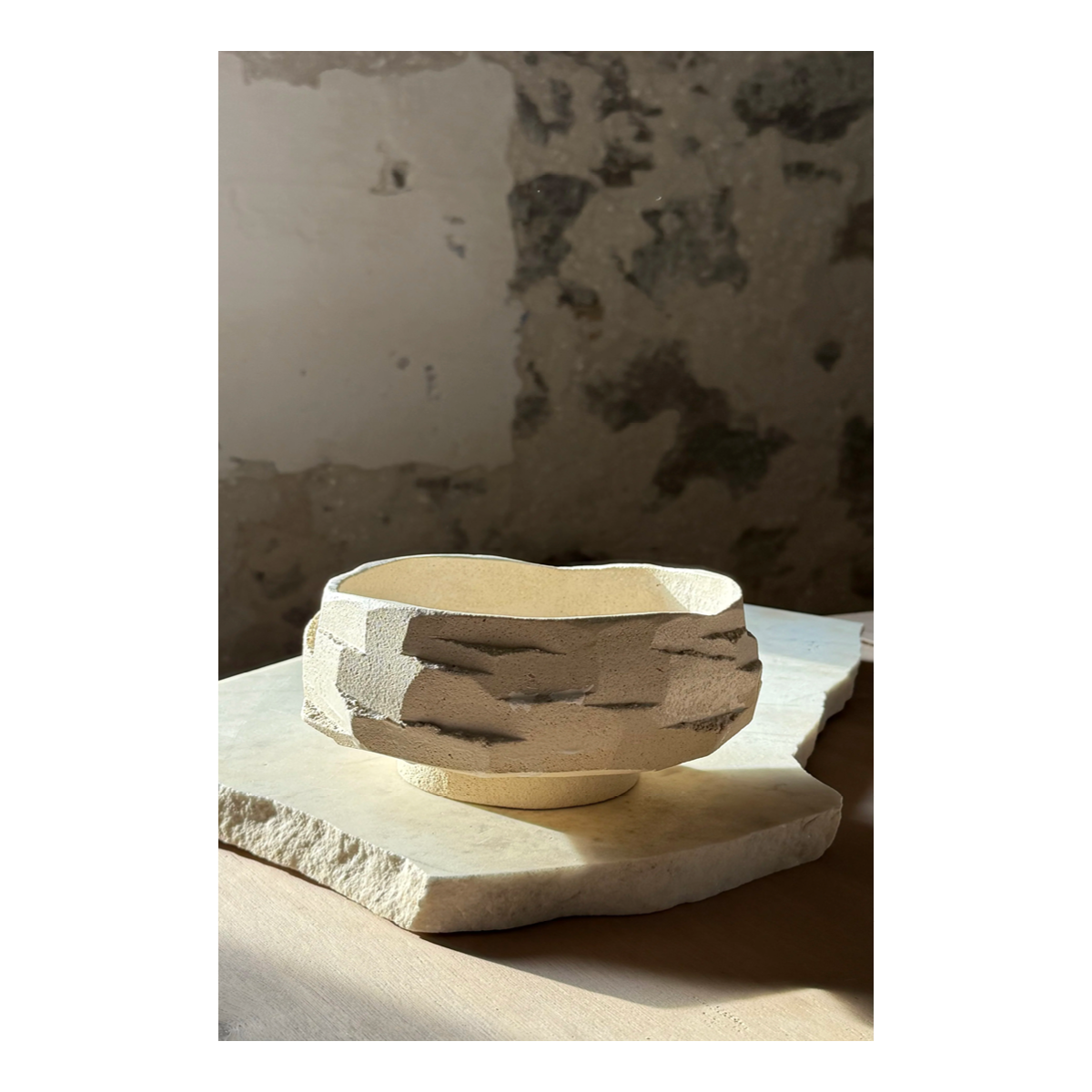 Brutalist White Clay Bowl