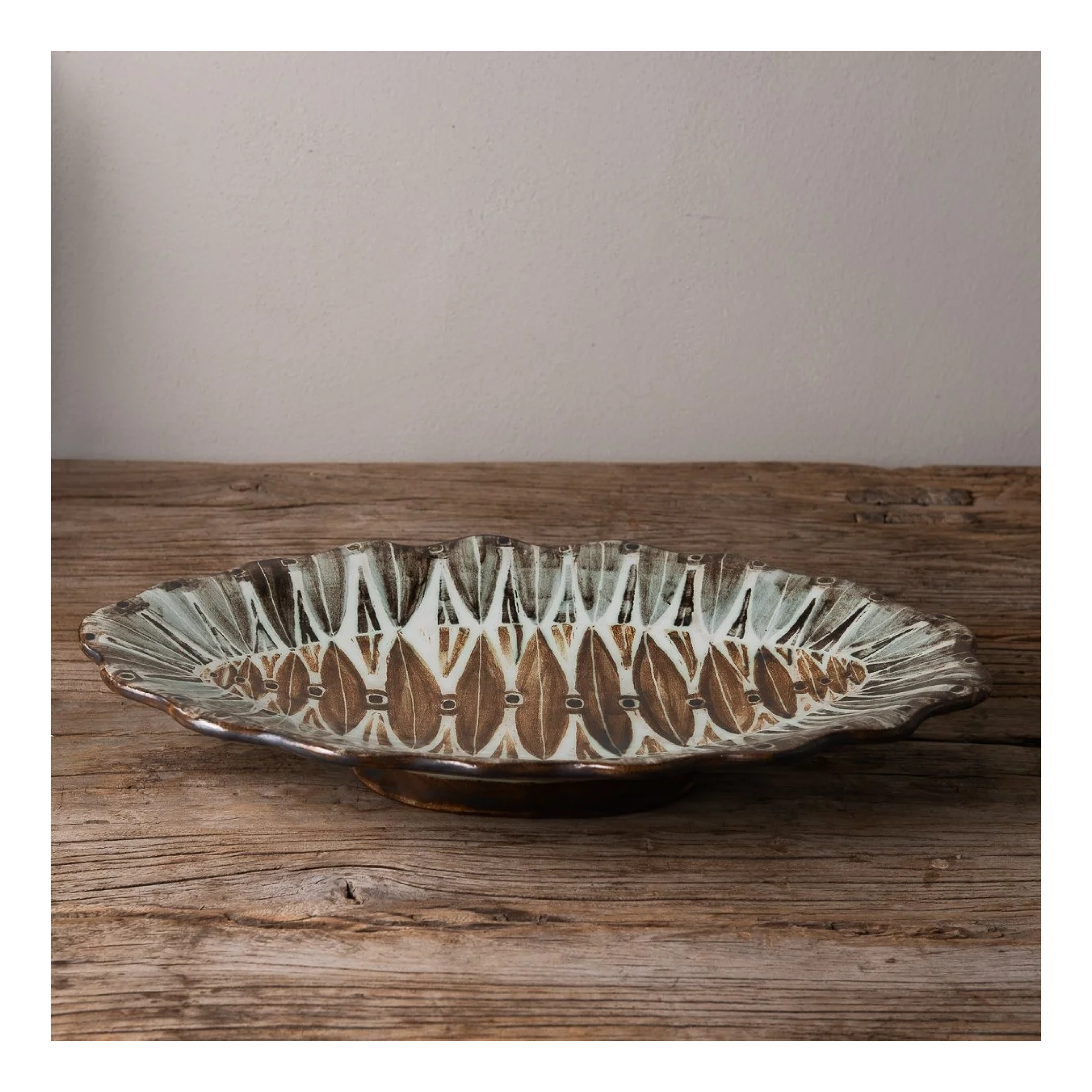 Scalloped Edge Oval Dish