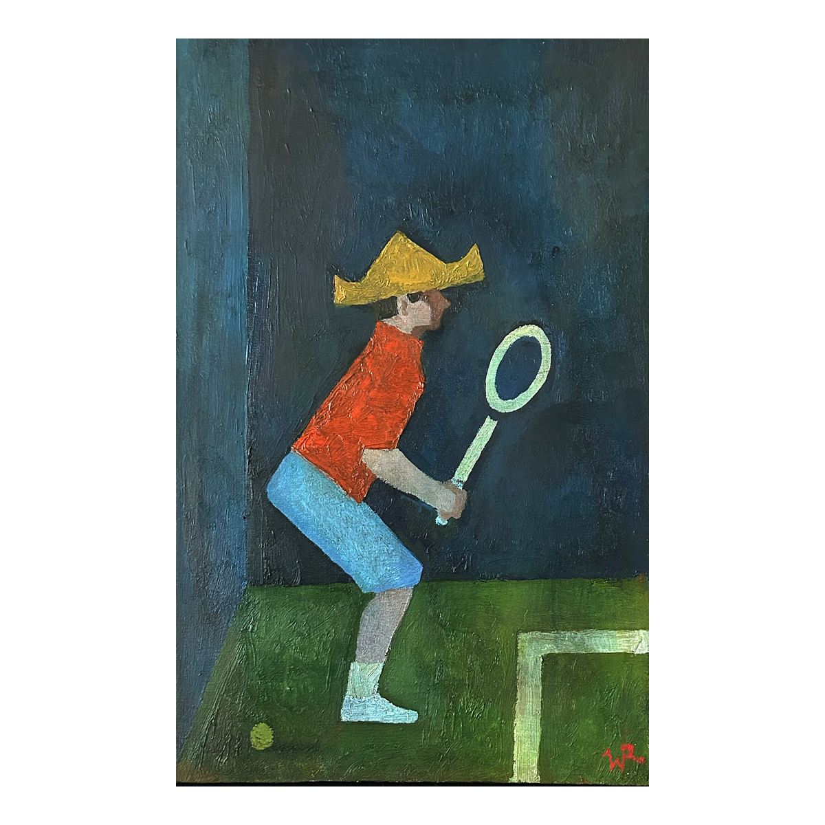 Tennis Player with Orange Shirt