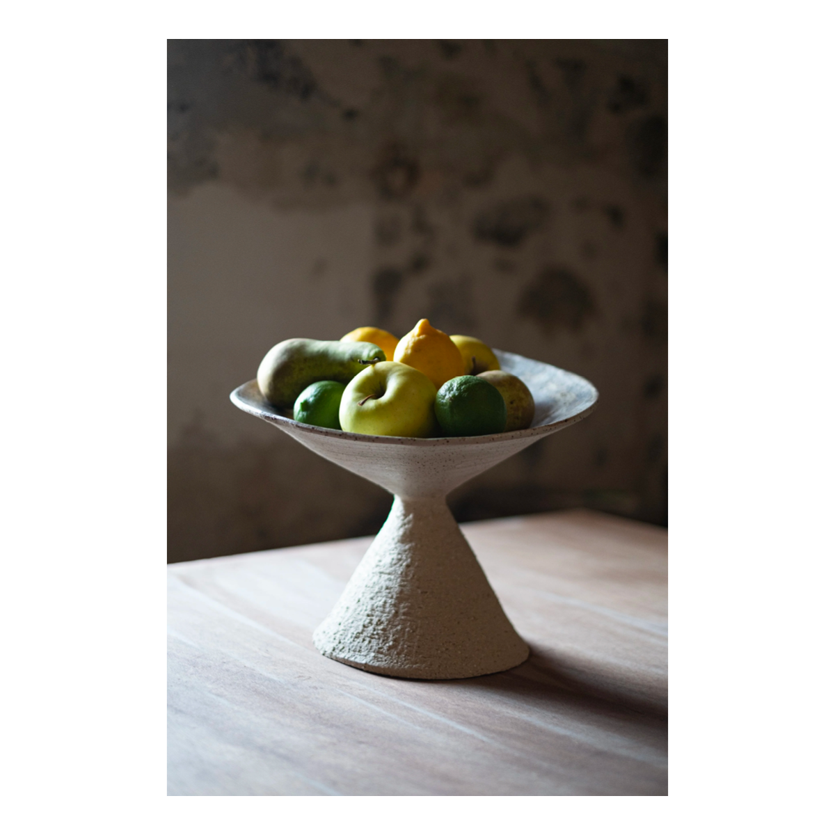 Imperfect Geometry White Clay Fruit Bowl