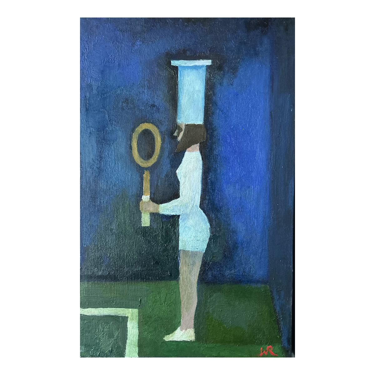 Tennis Player with Ochre Raquet