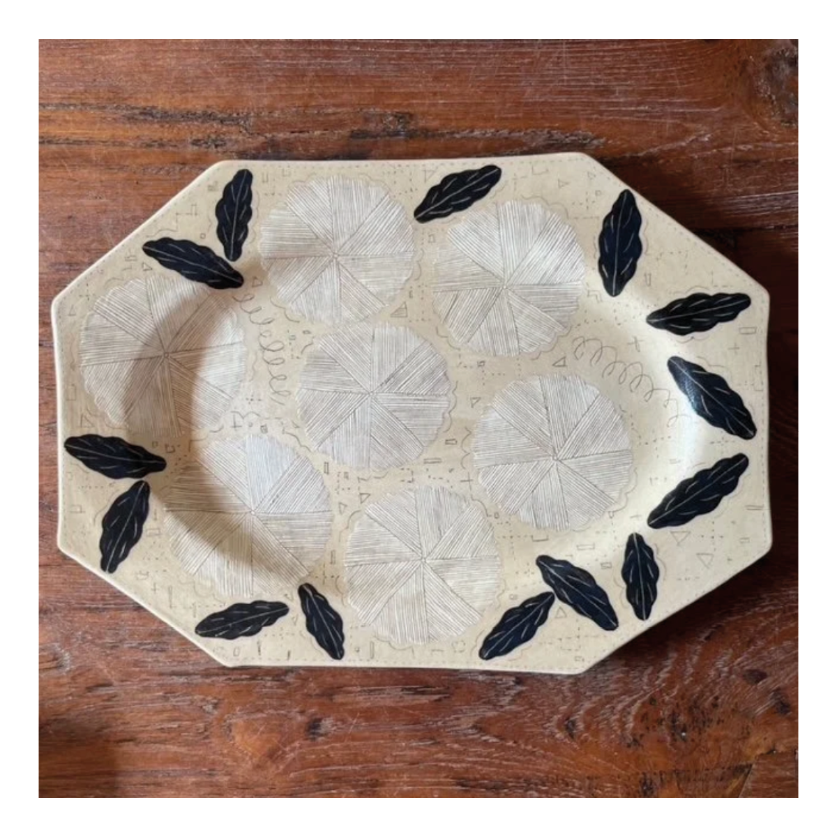 White Floral Octagonal Plate