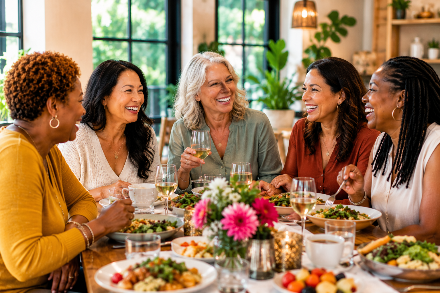 Soul Sister Suppers® brings women over 40 together for inspiring conversations, personal growth, shared meals, and genuine connection in a welcoming community.