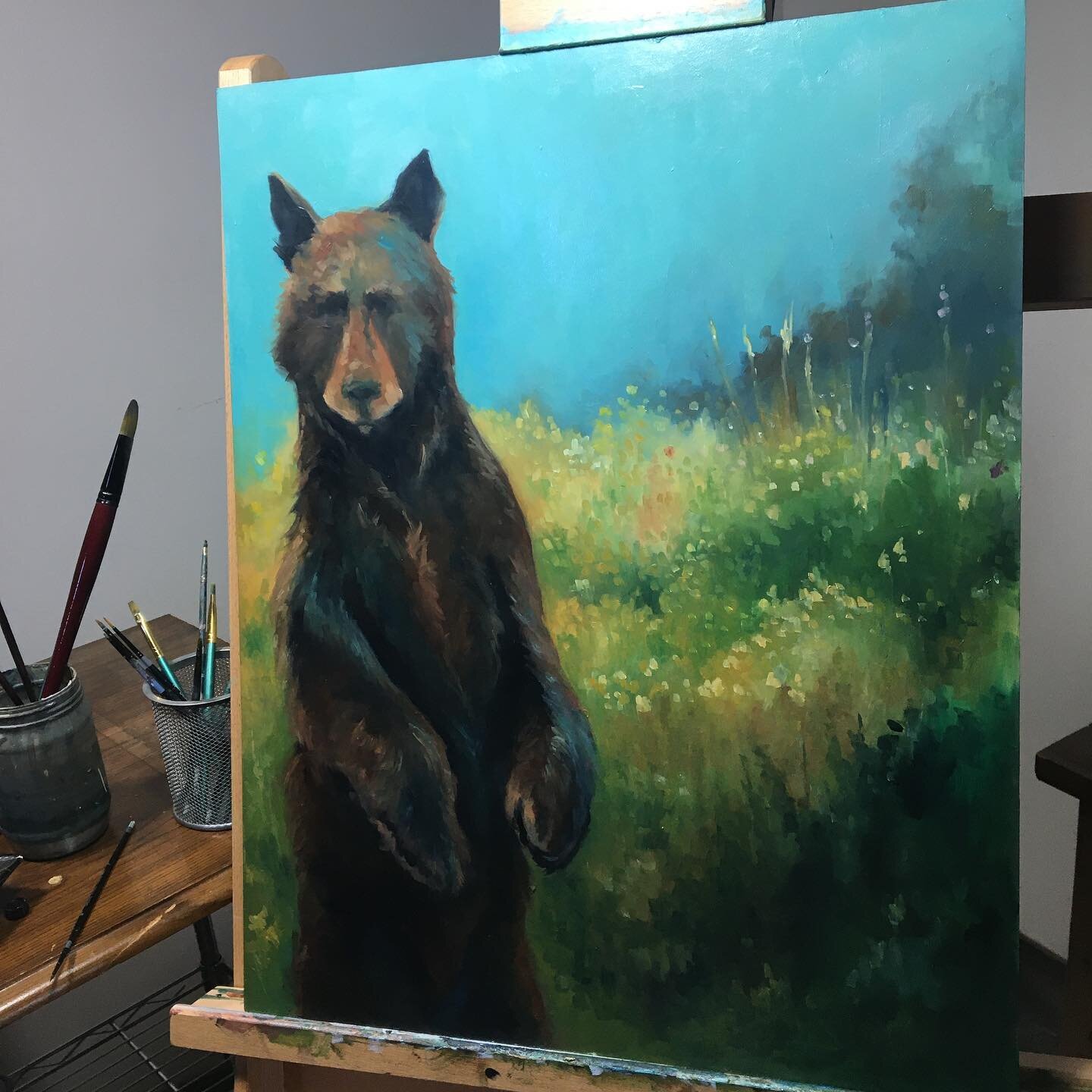 Bear sighting in the studio this week! #bearart #bearpainting #wildlifepainting