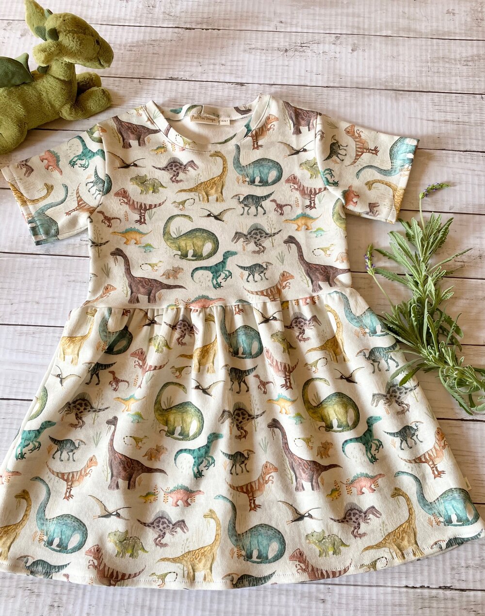 Dinosaur Friends Dress — Plaid Pine Designs