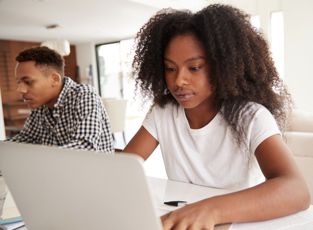 Student on computer