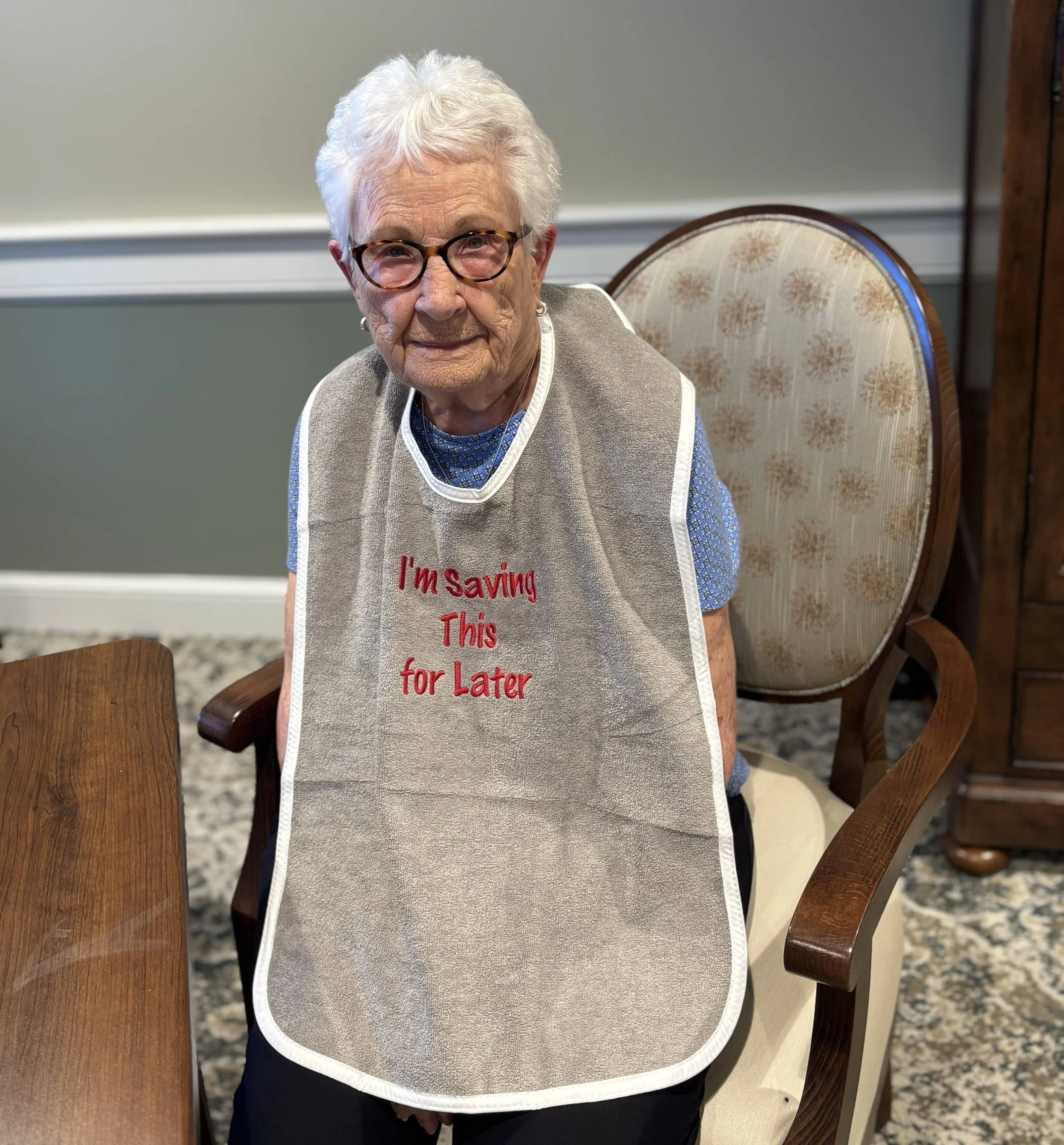 Embroidered Washable Adult Bib "I'm Saving this for Later"
