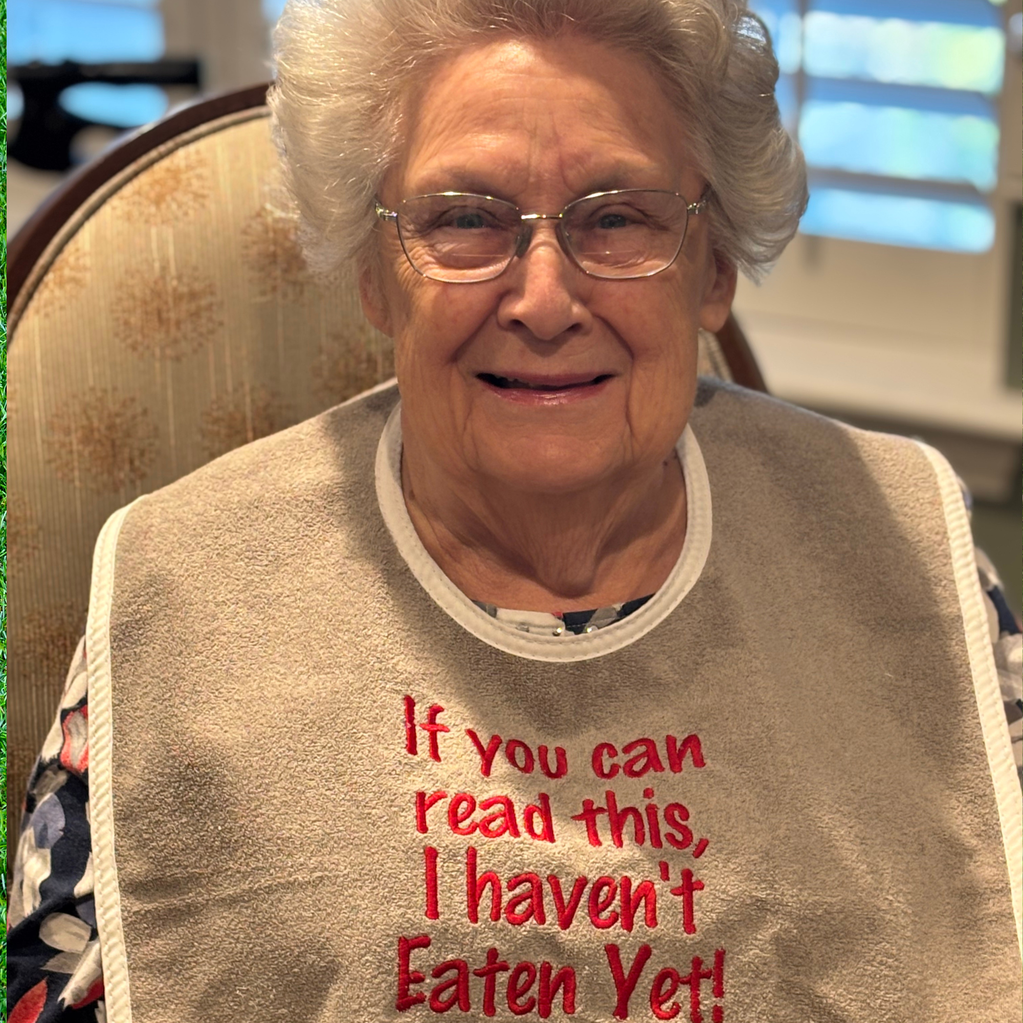 Embroidered Washable Adult Bib "If you Can Read This, I Haven't Eaten Yet"