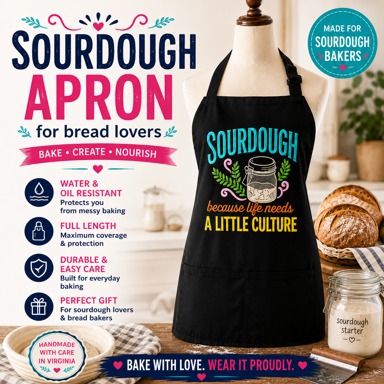 Embroidered Sourdough Aprons