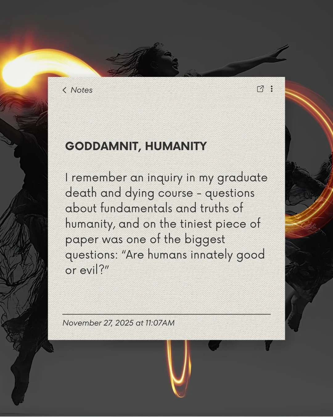 For all the humans still here, still loving, still seeking truth, still holding what is holy, THANK YOU.

Written: November, 2025.

Sharing today because it felt right.

Xo,
Nicole