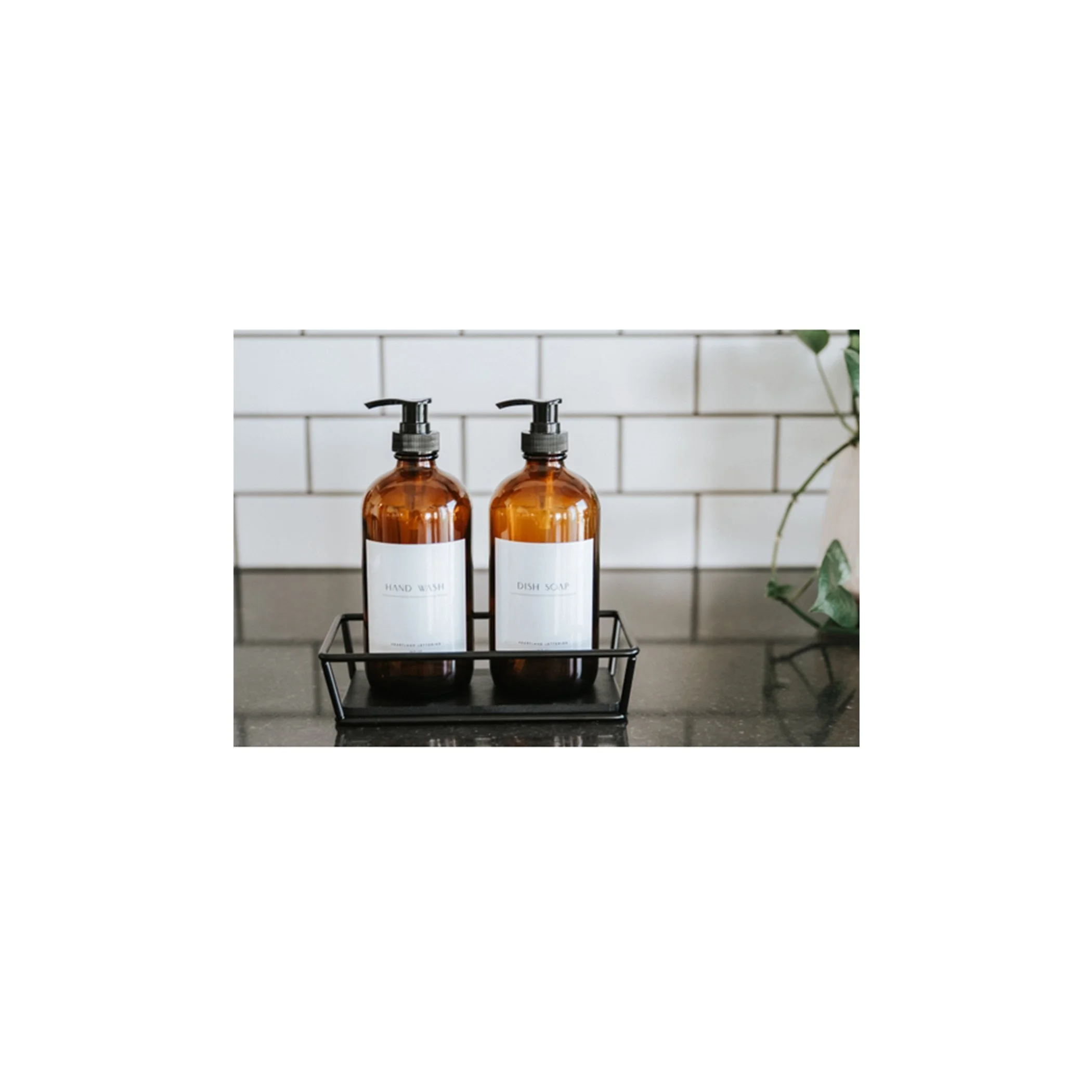 GLASS HAND & DISH SOAP BOTTLE TRAY SET — DMAR Interiors