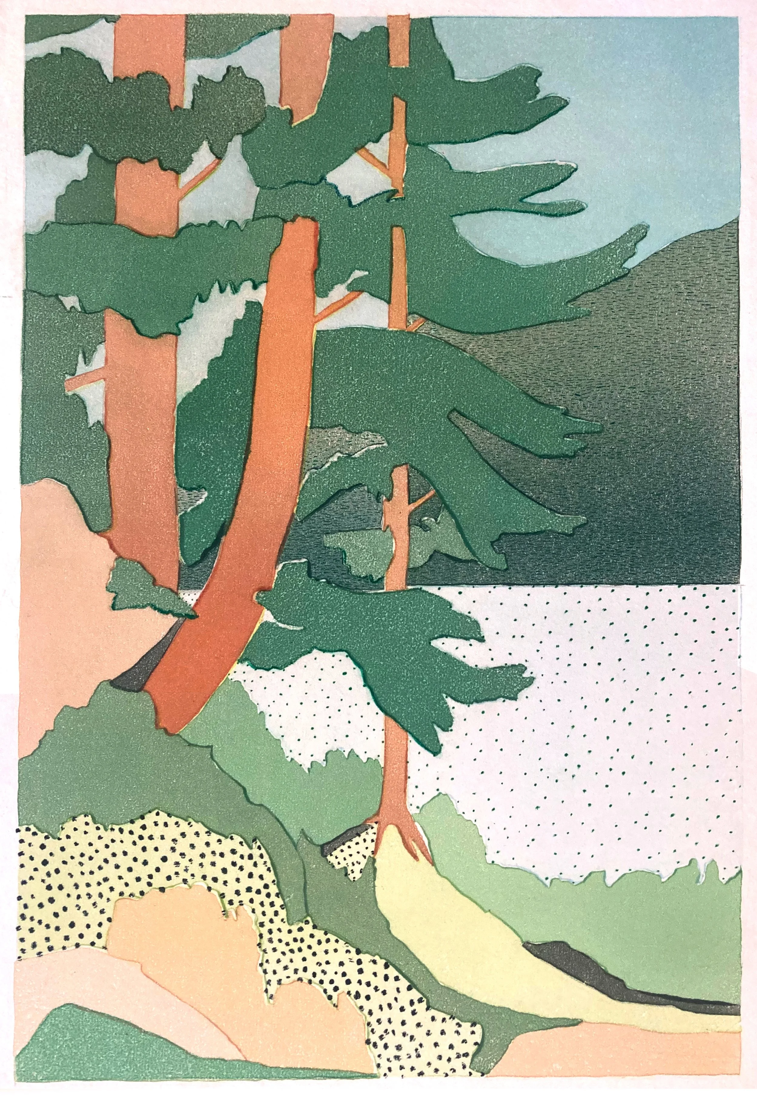 "Sugarpine" 
8x12 monotype on okawara paper
