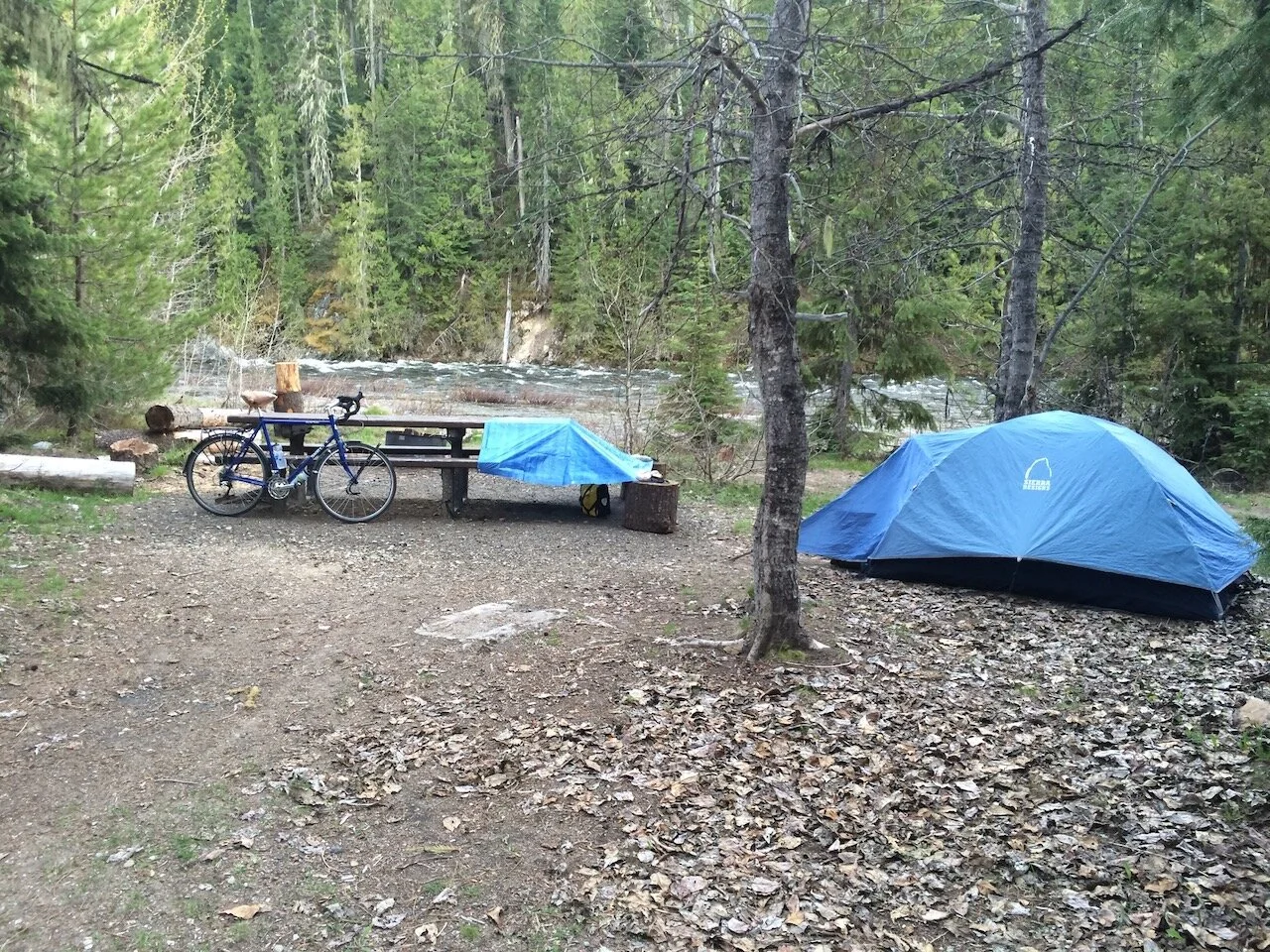 Camping in Idaho along the Lochsa River.