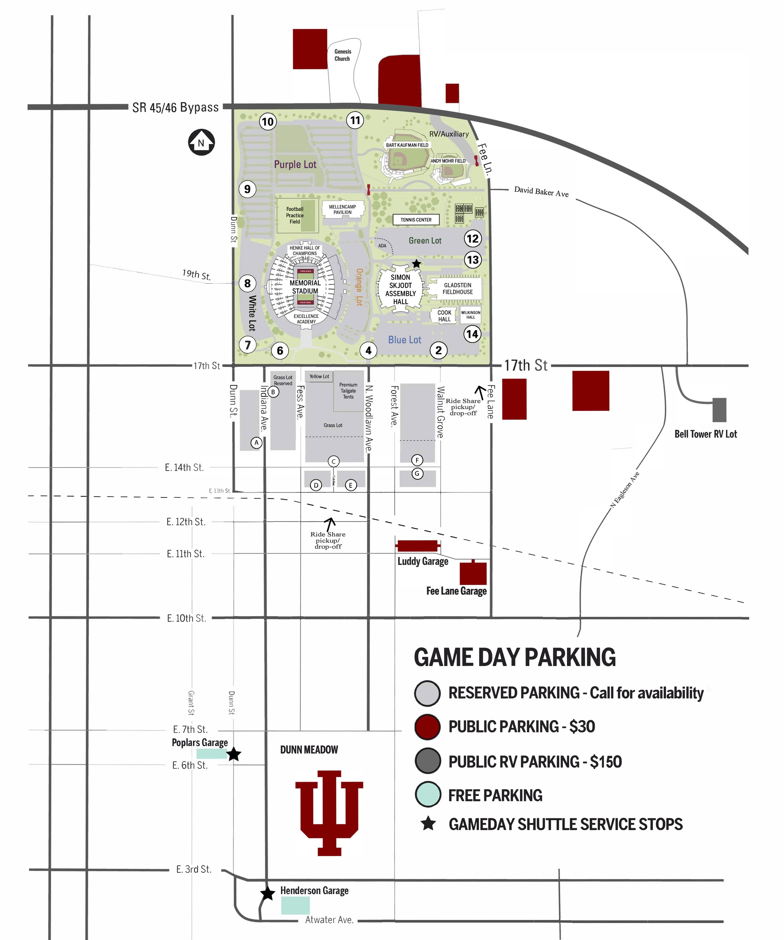 IU Memorial Stadium Parking Map