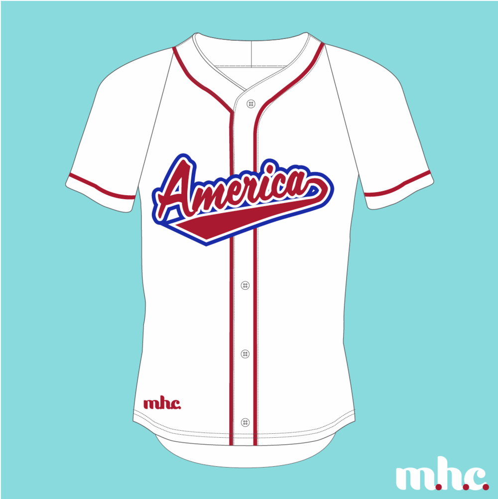 red white and blue braves jersey