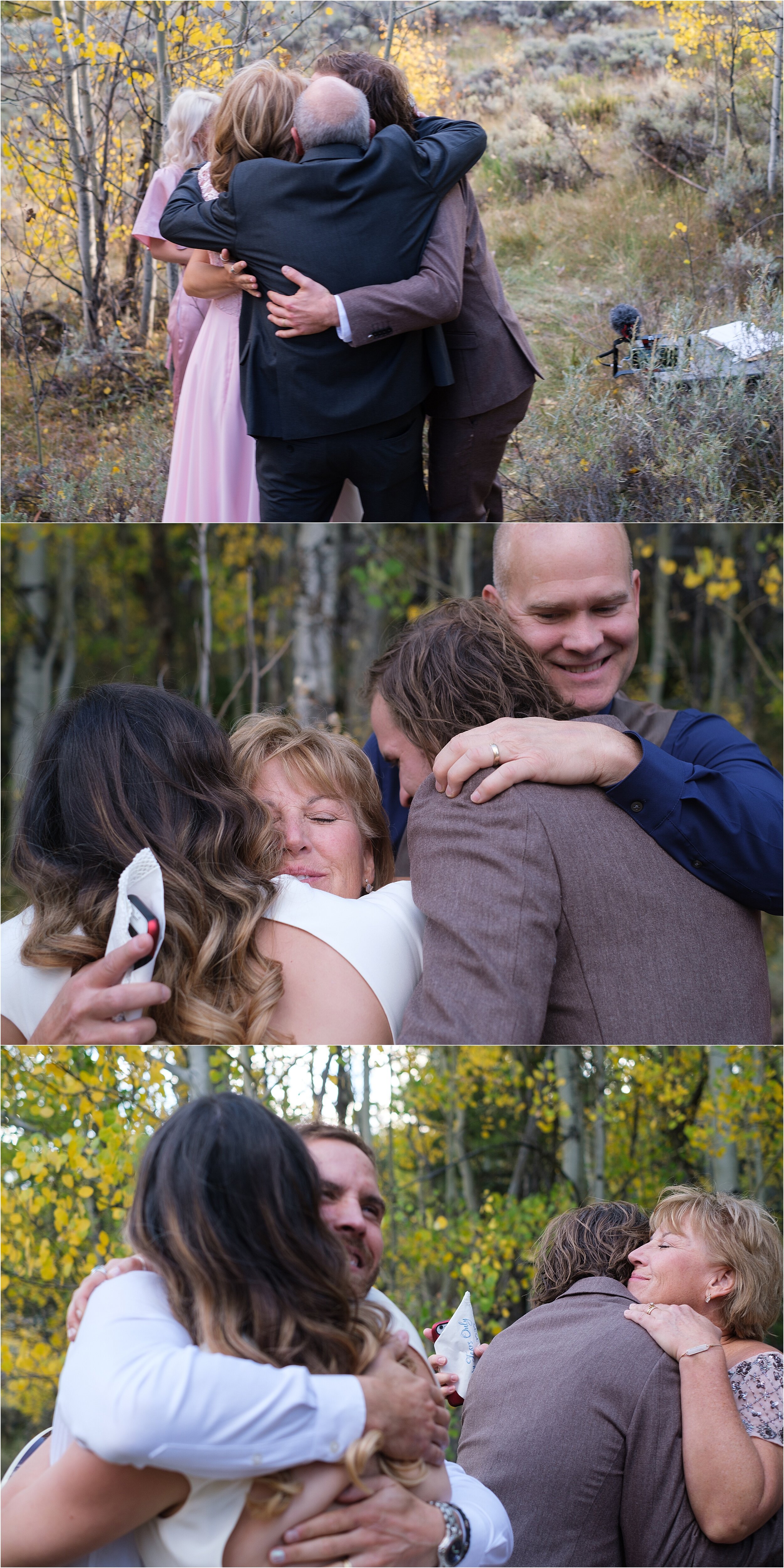 Family Hugging Wedding Ceremony