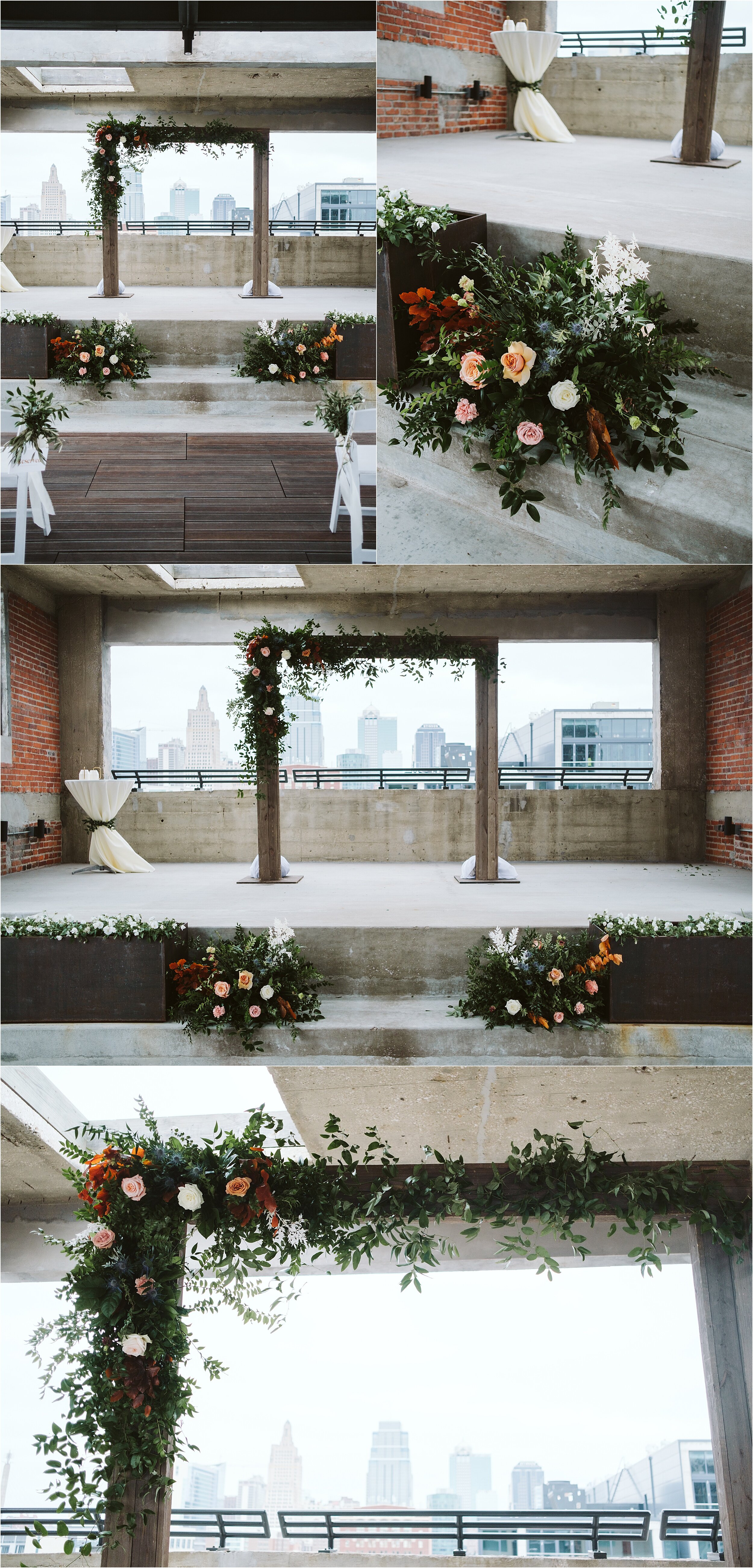 Wedding Ceremony Rooftop Florals 