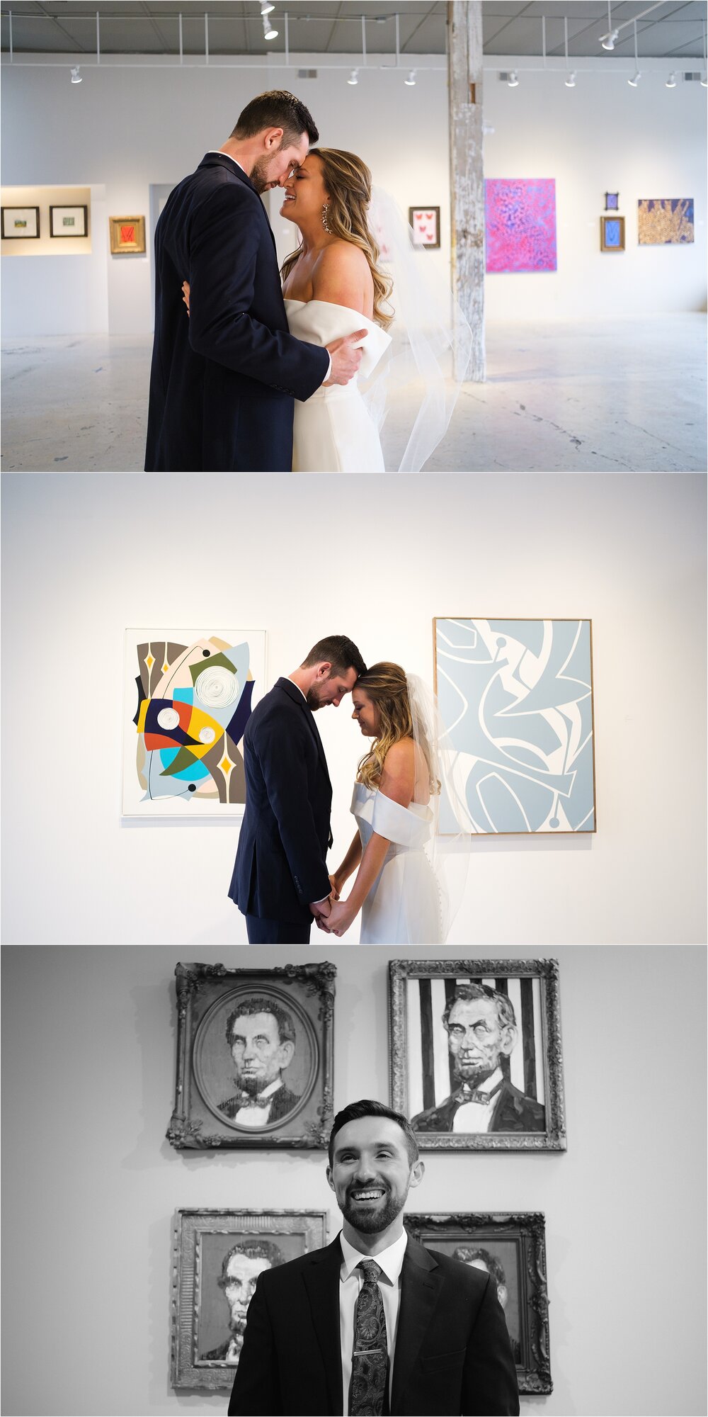 Wedding Portraits in Art Gallery