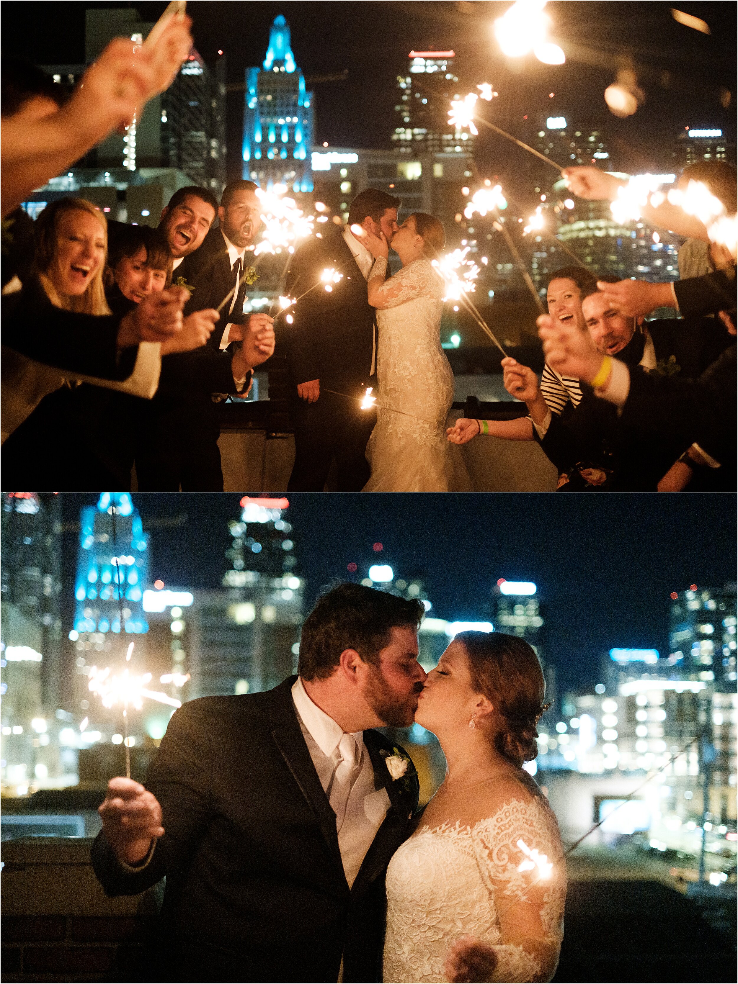 Rooftop Sparkler Wedding Photo