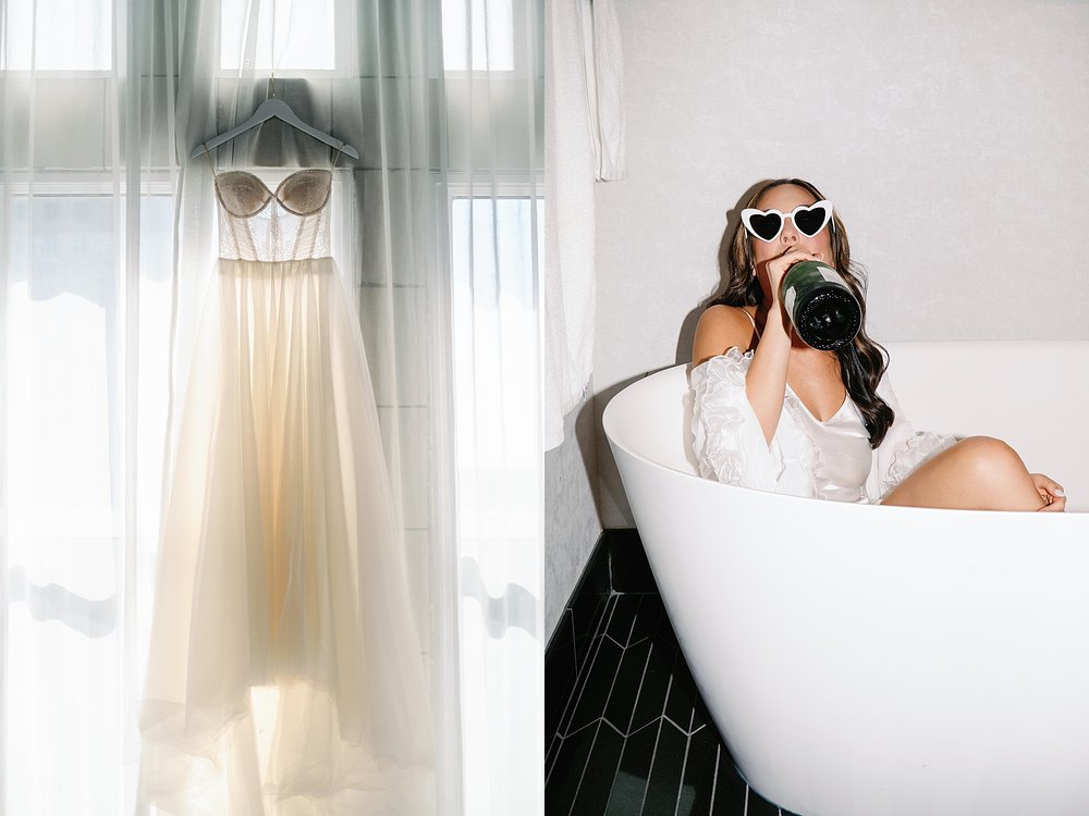 Bride in bathtub at Hotel Kansas City