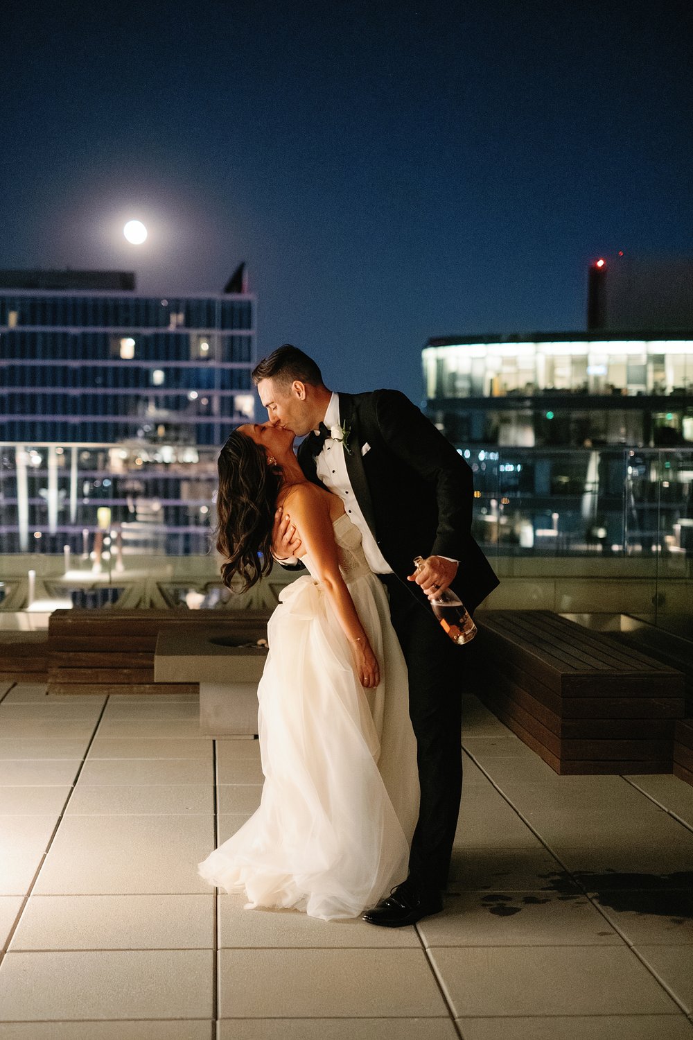 Kansas City skyline wedding photo