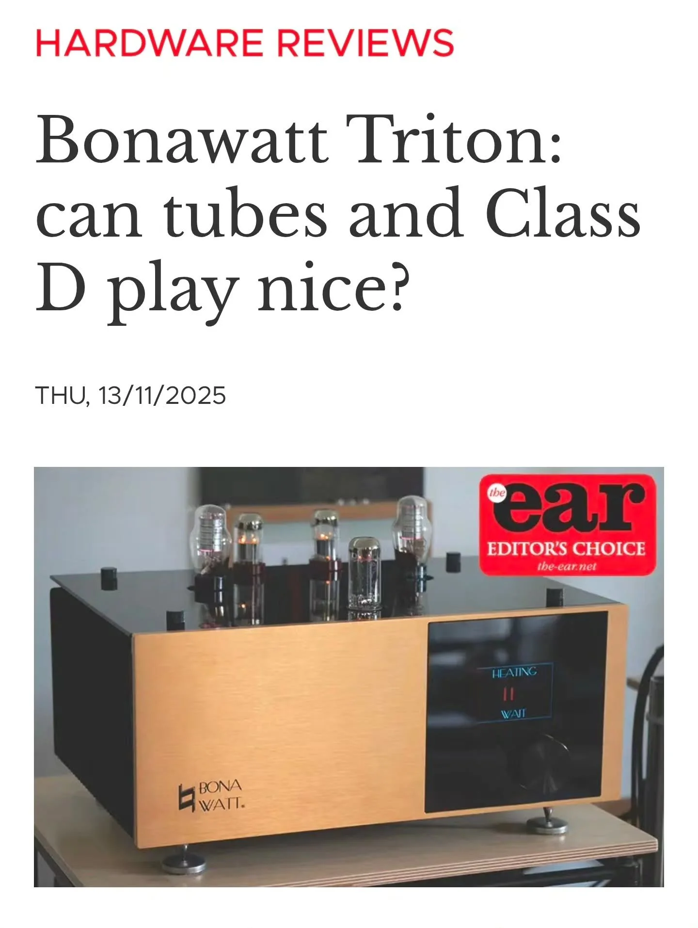 Check out this incredible write up of the amazing @bonawatt Triton at The Ear and head to www.valhifi.co.uk to treat yourself!

@theeareditor - &quot;Let me know if you can find a better integrated amp with digital inputs for less money, I suspect it