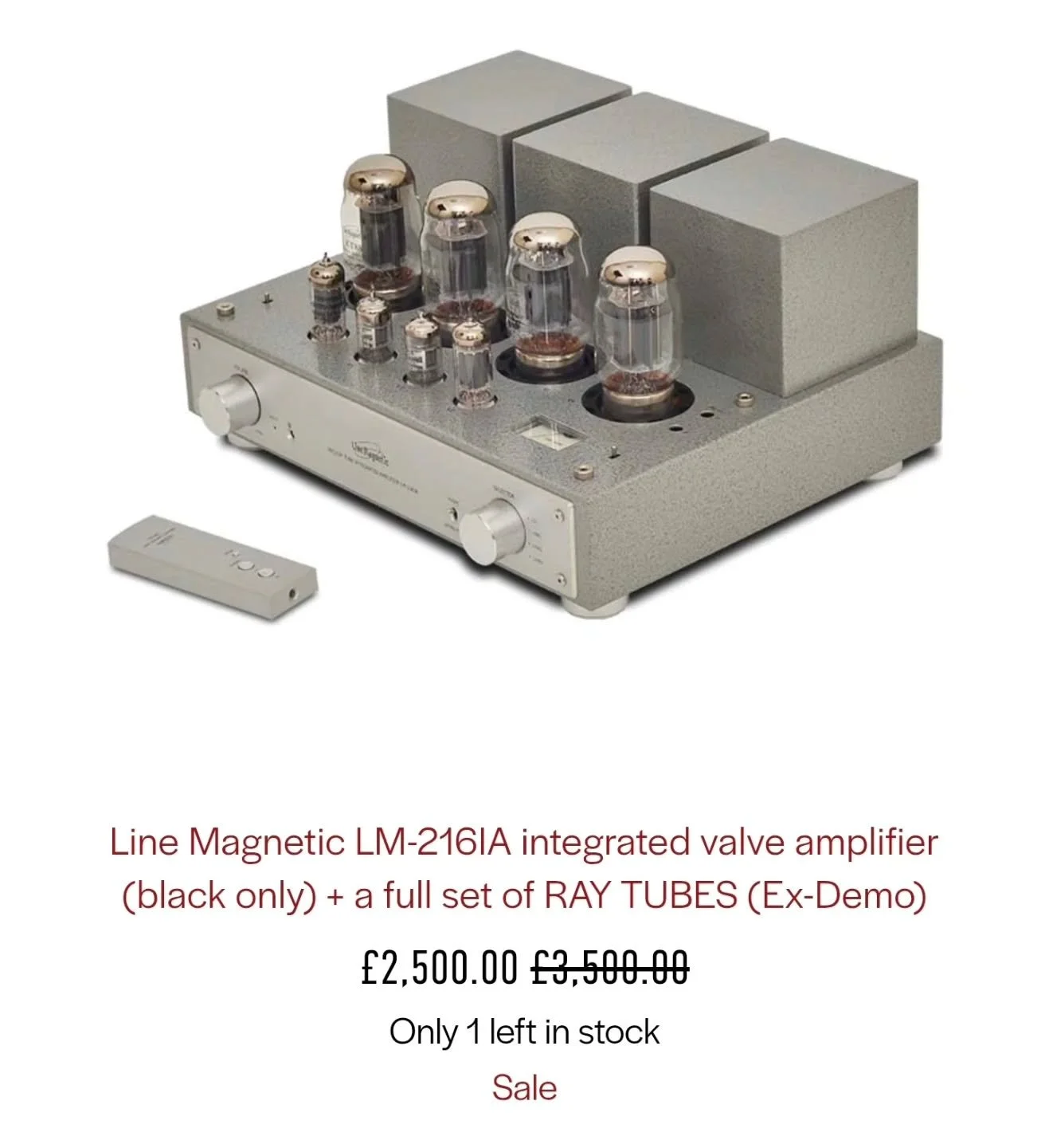 Grab yourself a new year bargain - a mint, like new, ex-demo Line Magnetic LM-216IA in Black with a set of RAY TUBES (Select) for &pound;2500 shipped.

#hifi #exdemo #linemagnetic #raytubes #valveamp