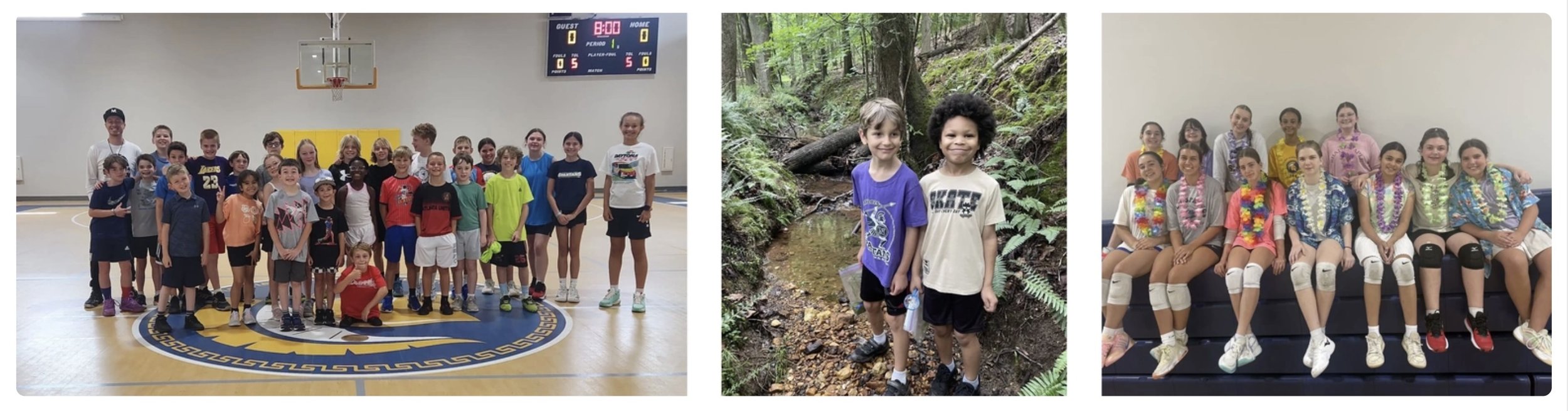 NCA students in basketball, outdoor, and volleyball summer camps.