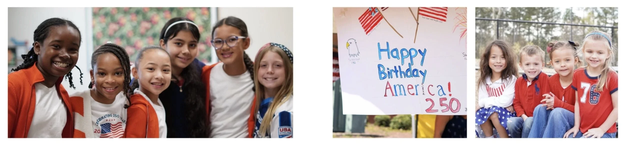NCA students dressed for Red, White, and Blue Spirit Day in 2025.