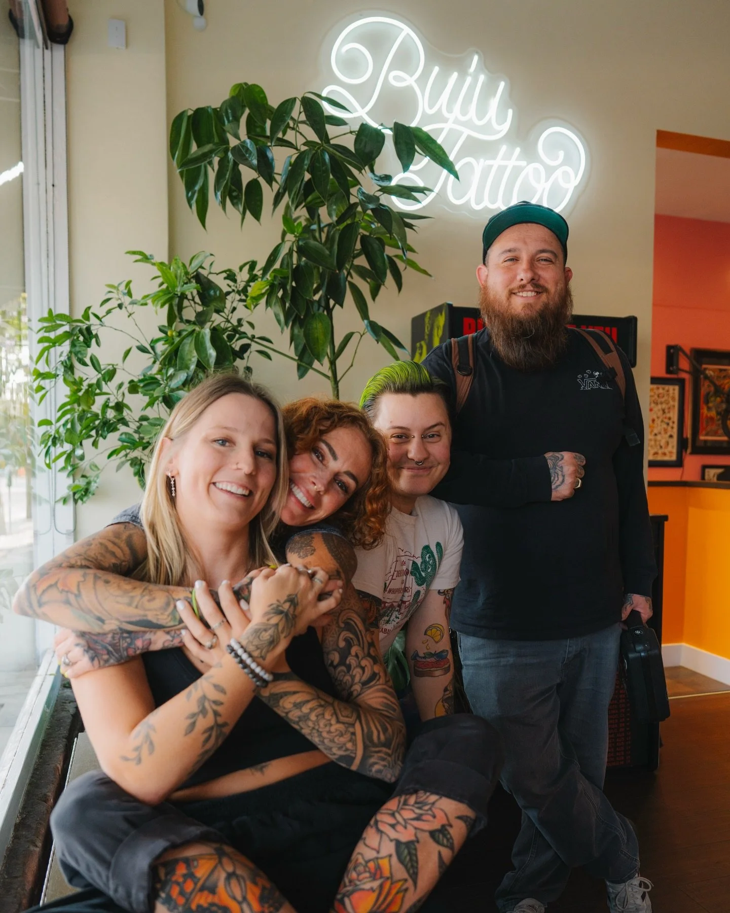 a little late but forever grateful 🦄 
.
i want to say thank you to all of the beautiful gems at @buju_tattoo !! i&rsquo;m so grateful for the past year and a half to be spent with you all. i truly felt like a piece of a puzzle at this shop 🧩 i&rsqu