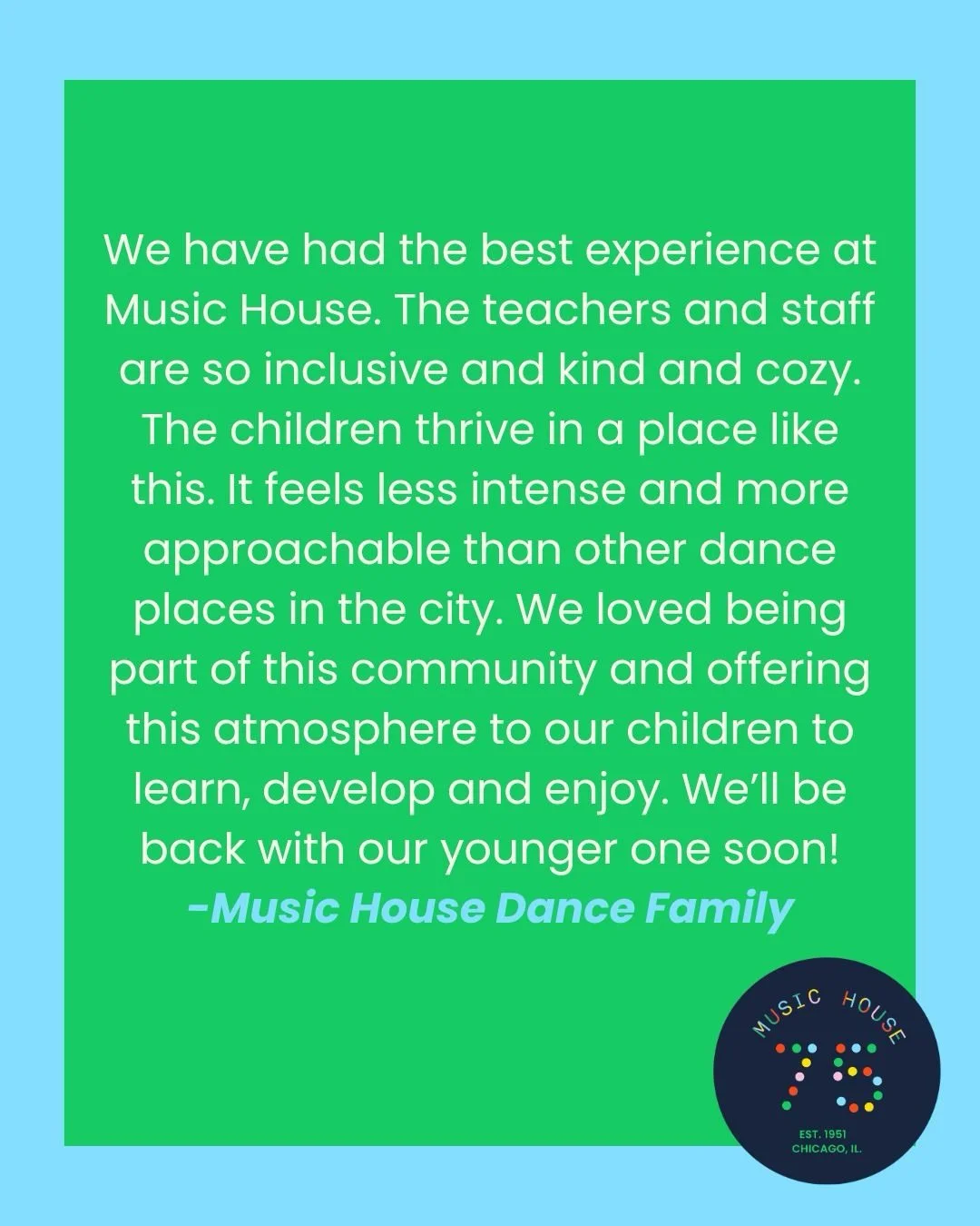More love from our Music House dance families 💛 #75years #musichousechicago #chicagoarts #smallbusiness #chicagosmallbusiness