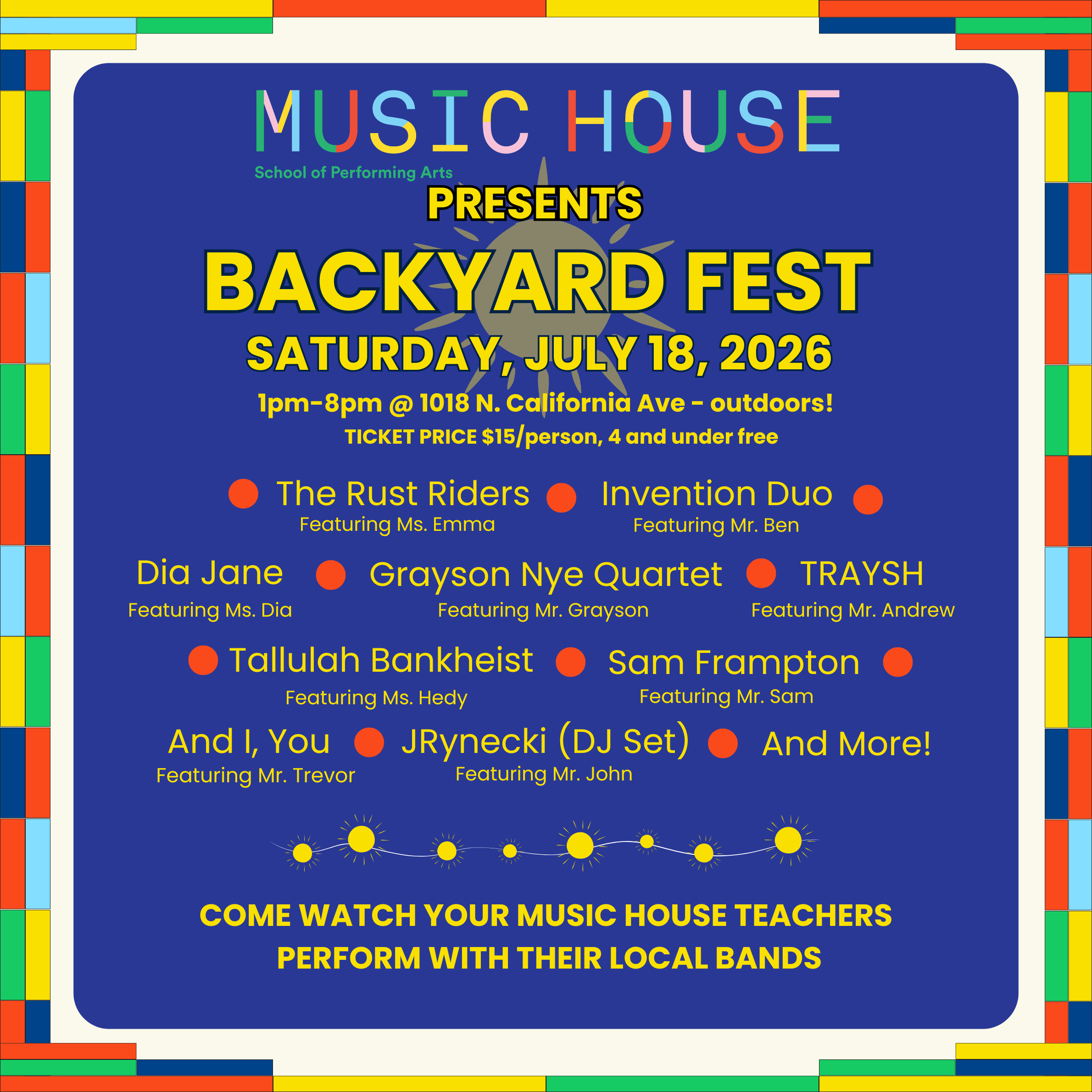 Backyard Fest at Music House Humboldt Park: Saturday, July 18th from 1pm-8pm