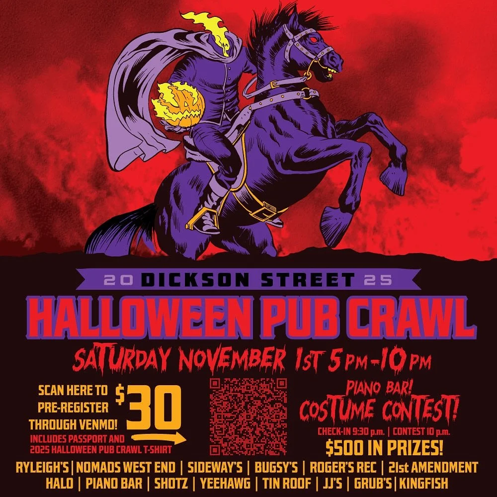 Hallo-weekend is creeping up! 👻

This Saturday, Nov. 1st, you&rsquo;re invited to the OFFICIAL downtown pub crawl organized by our local businesses. With your registration, you&rsquo;ll receive a pub-crawl t-shirt and a Halloween Passport to guide y