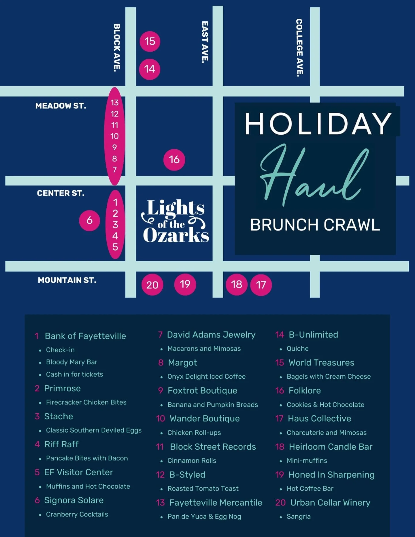 Holiday Haul is tomorrow, Dec. 7! Join us 11am-2pm for a festive day of brunch and shopping in downtown Fayetteville as we celebrate our local businesses this holiday season! 

For $20, your day will include plenty of food and drink along with shoppi