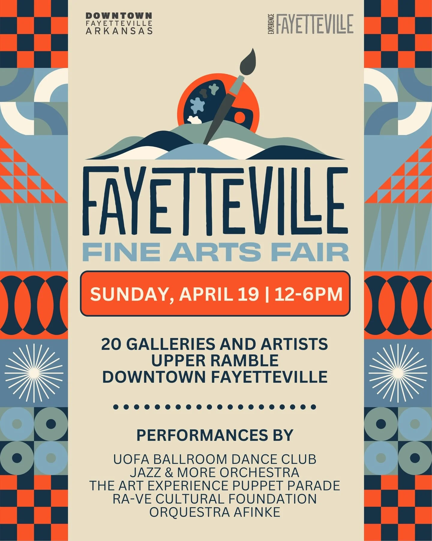Spend your Sunday afternoon at the first-ever Fayetteville Fine Arts Fair on Sunday, April 19 from 12&ndash;6 p.m. in the Upper Ramble!

This free, family-friendly celebration brings together regional galleries and artists showcasing selected works f