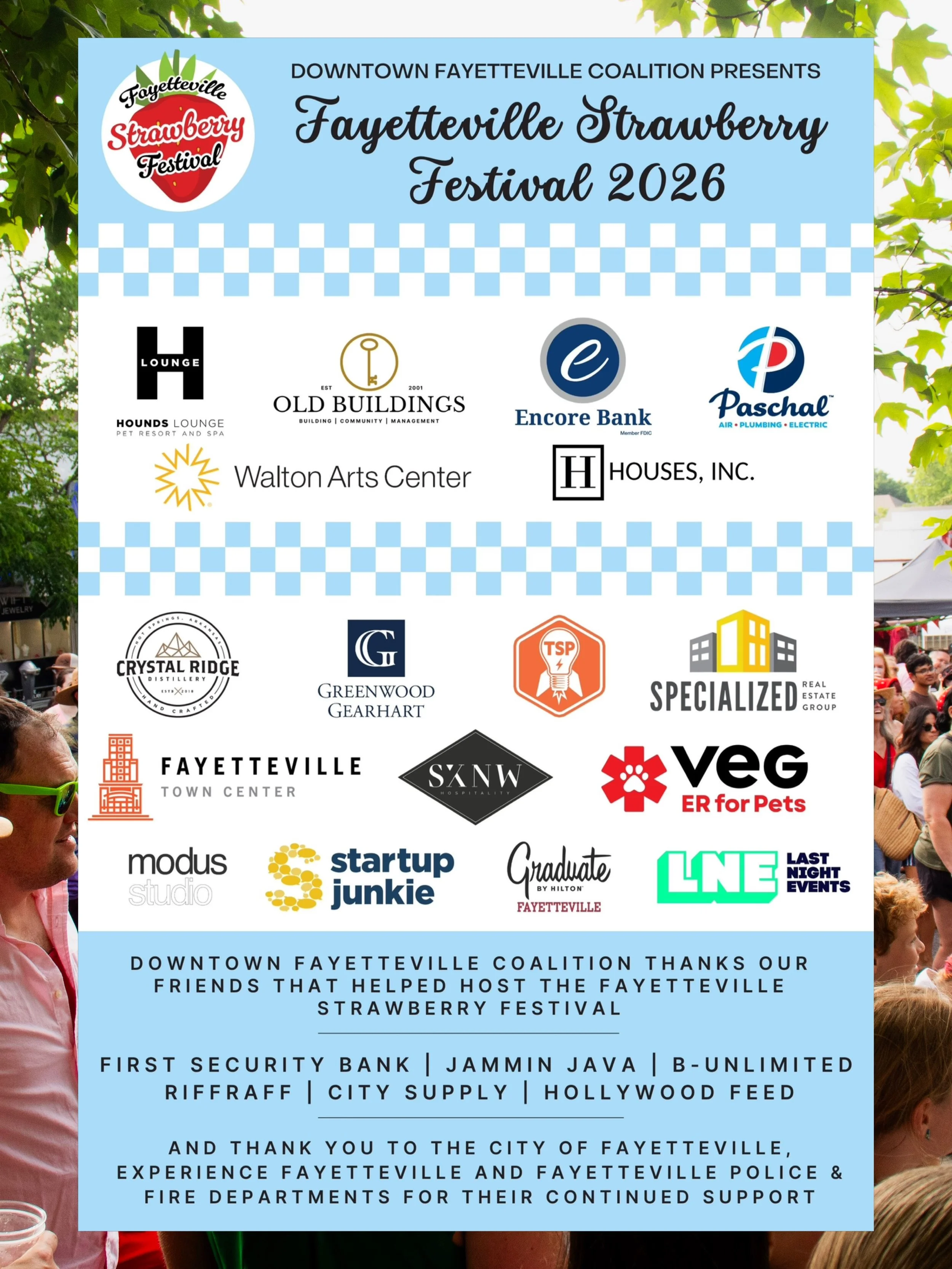 We&rsquo;d like to give a huge thank you to all of our Fayetteville Strawberry Festival sponsors!🍓

Without their support, these amazing community events would not be possible. They&rsquo;re helping us make downtown everyone&rsquo;s favorite place t