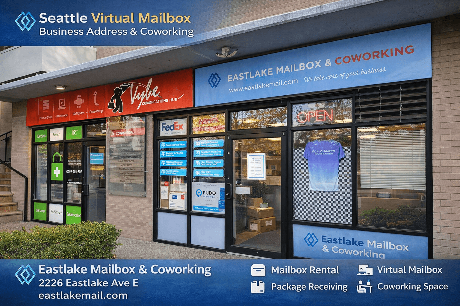 Eastlake Mailbox Seattle &amp; Vybe Communications Hub: Coworking Eastlake