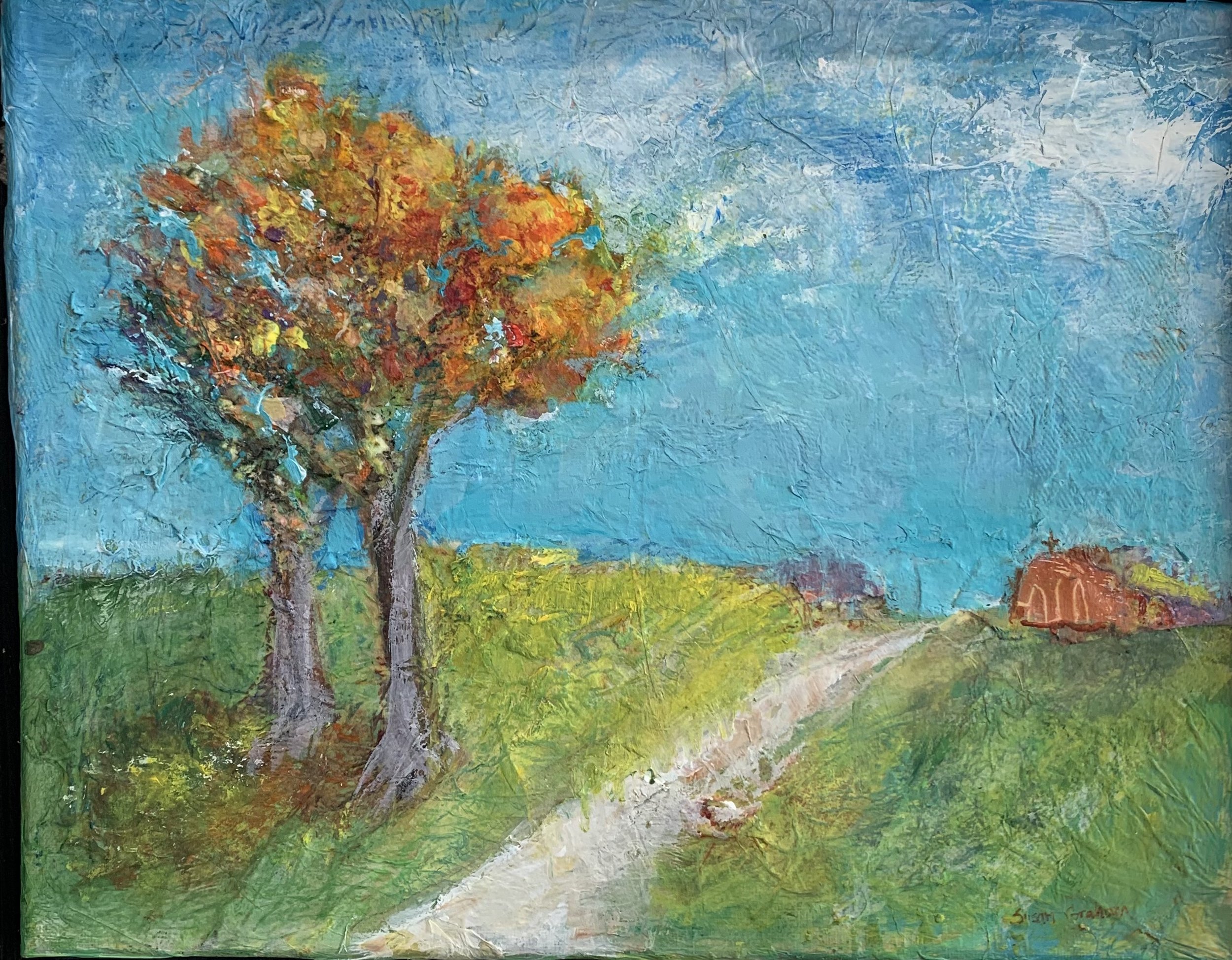 Country Road 
Acrylic collage  11 x 14 
 $175 framed
