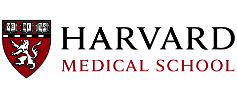 Harvard Medical School logo with a lion crest and the text 'Medicine' and 'School' in red