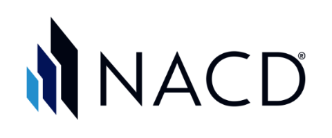 NACD logo featuring stylized blue and dark blue vertical bars to the left of the text