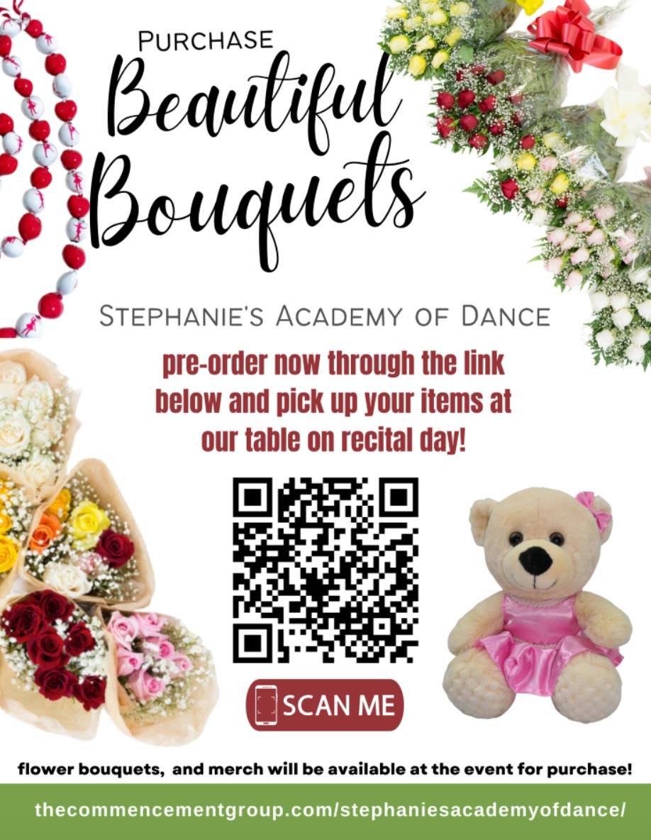 Check your email!

💐✨ BEAUTIFUL BOUQUETS ARE BACK! ✨💐

Our annual fundraiser has returned, and it's a win-win: 

🌸 Your dancer gets a stunning bouquet at the recital
🌸 Our competition team gets one step closer to Nationals 🏆

Here's how it works