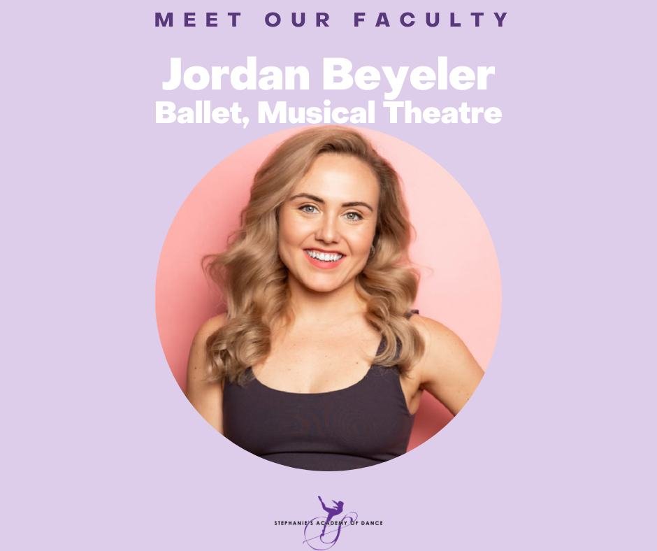 ✨ Meet our instructor, Jordan Beyeler! ✨

Jordan is a Chicago-based dancer, teacher, and choreographer .

Jordan is a Chicago-based dancer, teacher, and choreographer. Her professional performance credits include Graziella in West Side Story (South B
