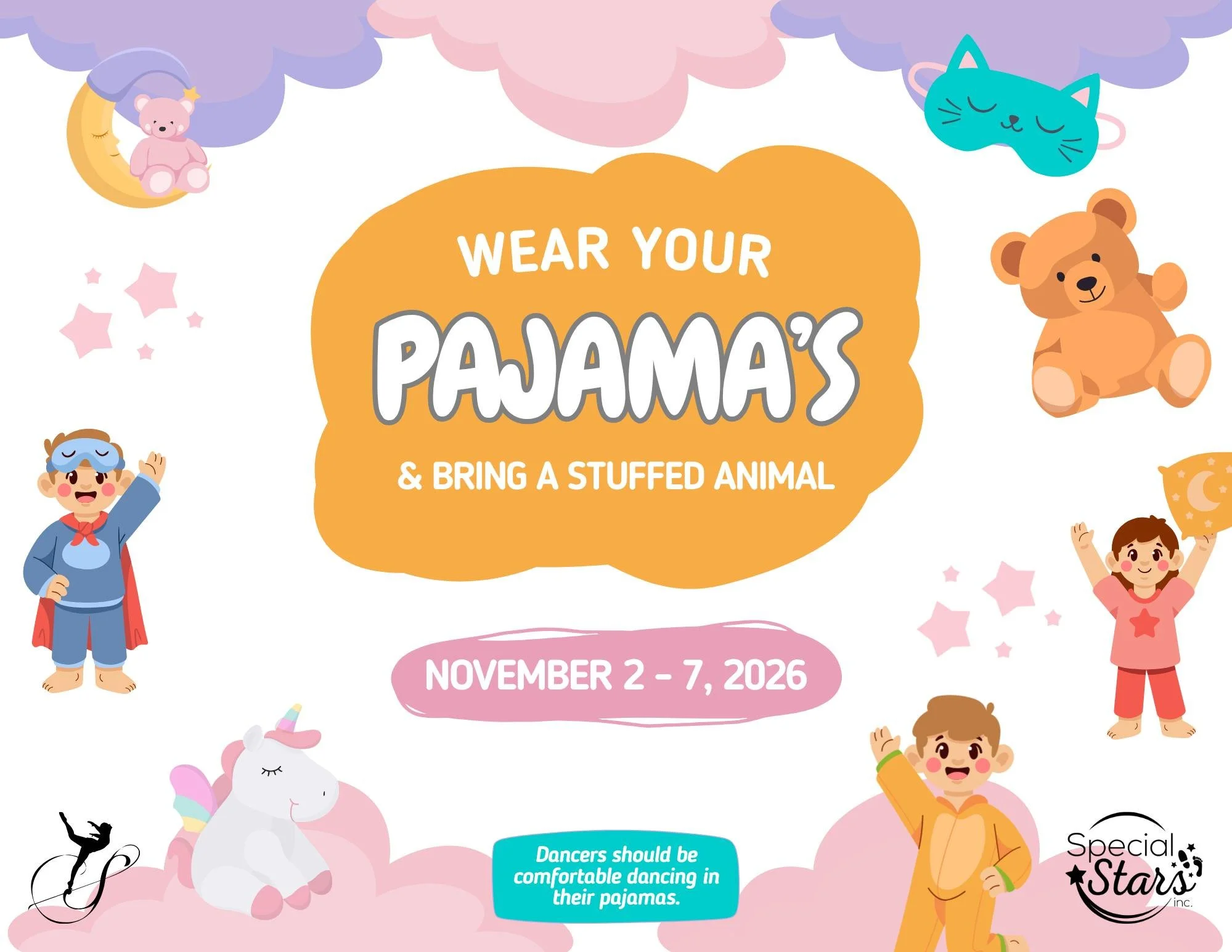 😴 PJ Week is next week! 🩰

Mark your calendars and wear your coziest clothes to class 🧸 

Just make sure you can still move in whatever you wear.

#stephaniesacademyofdance #stephaniesdance #pajamaday #dance #foxvalleydance