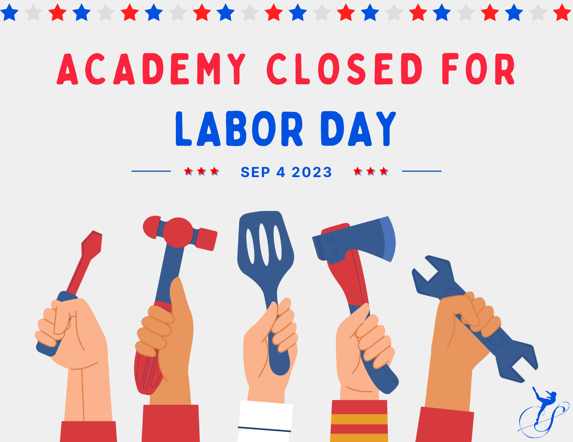 Academy Closed For Labor Day (9/4/23)