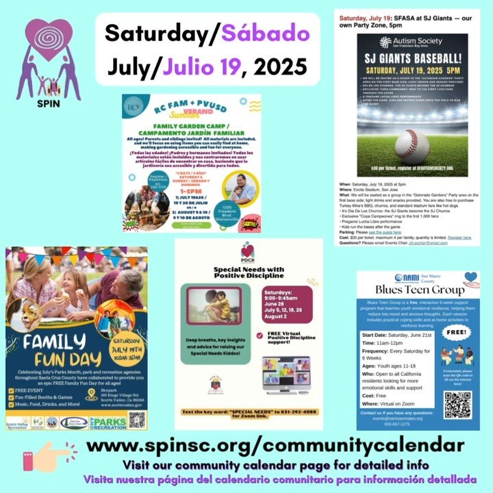 Your guide to a great week is here! 🗓️ Take a look at all the community events happening from July 14th to July 20th.
Highlights include:
Sailing with Shared Adventures
Picture Bingo Time
Community Art Sessions
SJ Giants Baseball Game
Visit ou