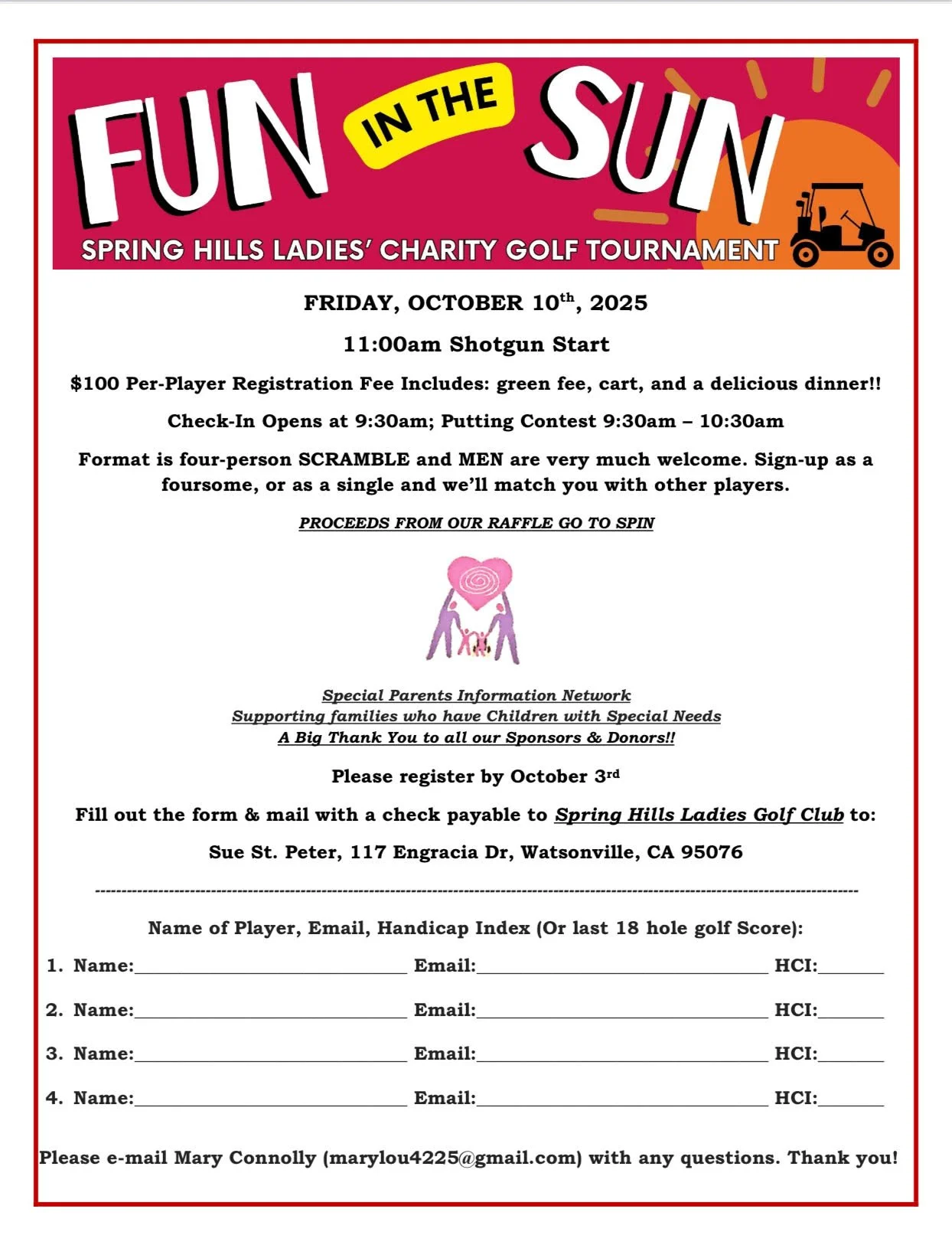 SPIN Fundraiser-SPRING HILLS LADIES' CHARITY GOLF TOURNAMENT - In Person