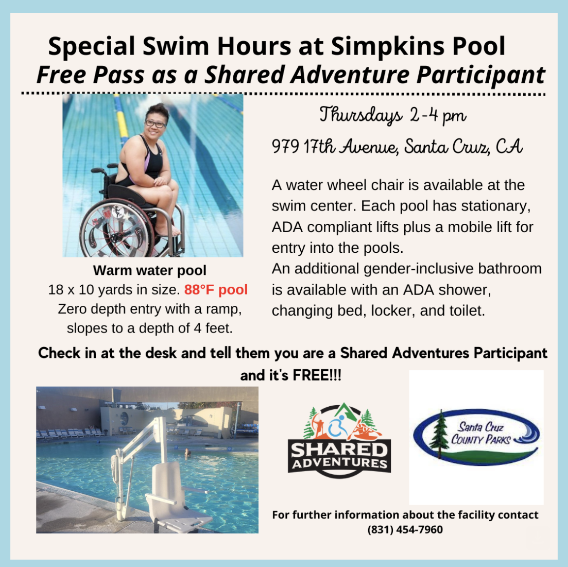 Special Swim Hours at Simpkins Pool - In Person