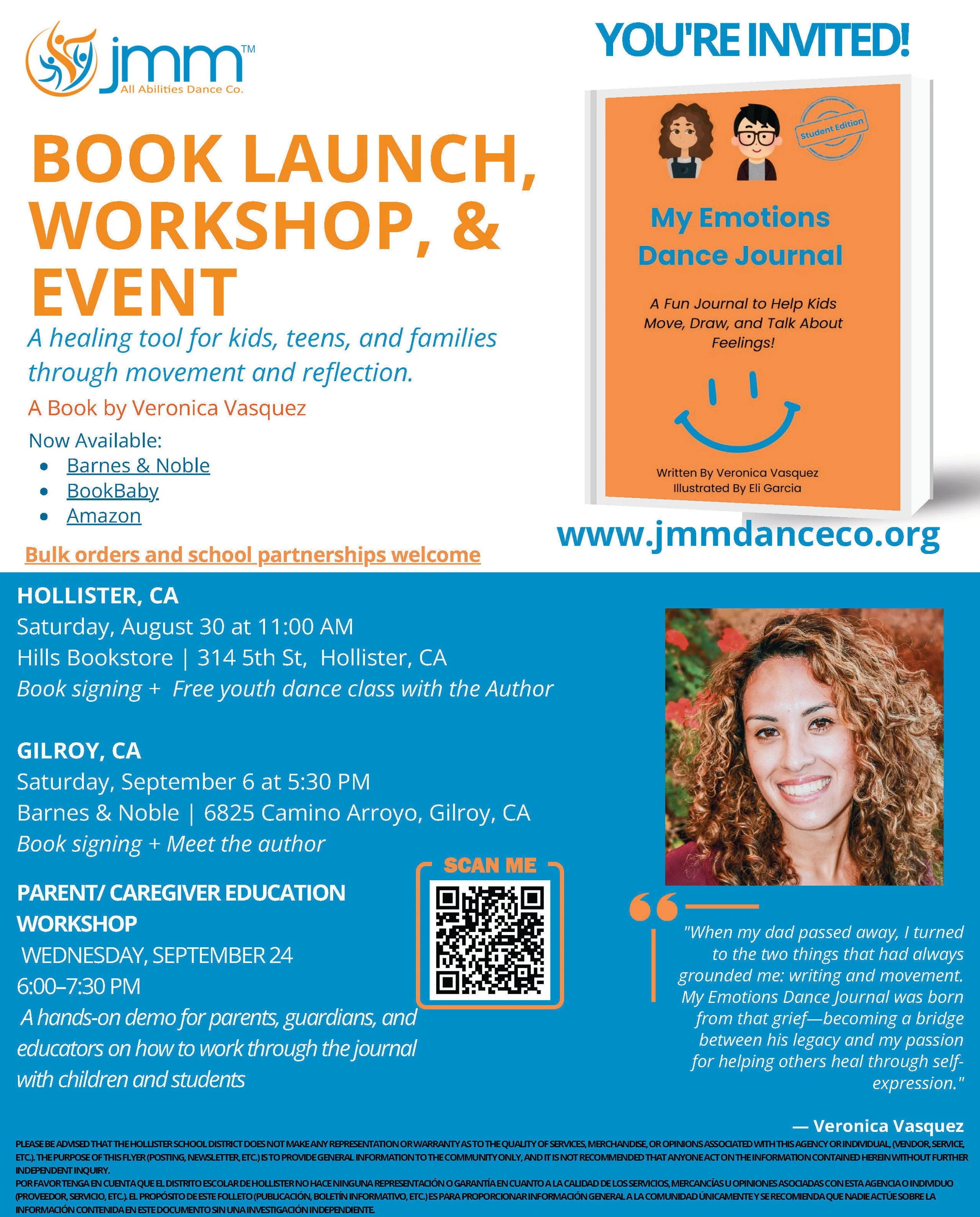 My Emotions Dance Journal/Book Signing & Free youth dance class with the author - In Person