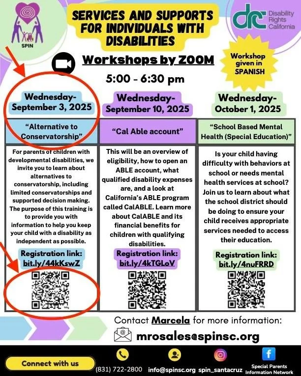 It's TODAY! 🎉 We're excited for our workshop on "Alternative to Conservatorship" happening this evening.
If you're a parent of a child with developmental disabilities and want to learn about options for supported decision-making, join us.